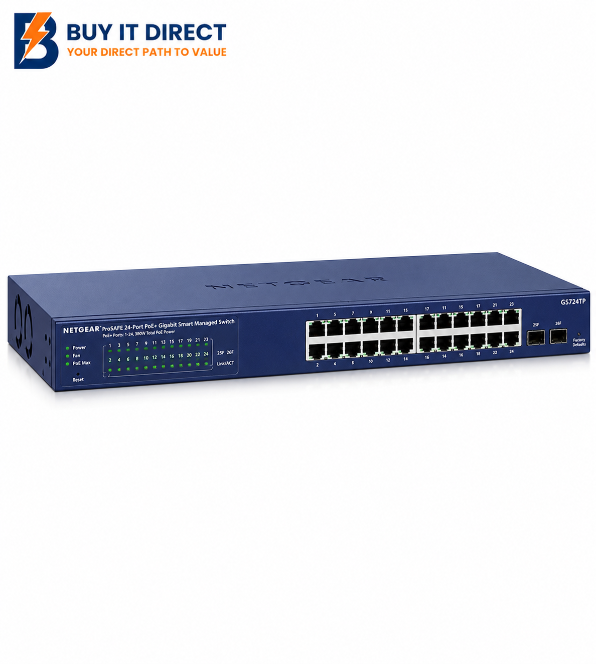 Netgear 26-Port Poe Gigabit Ethernet Smart Switch (Gs724Tp)