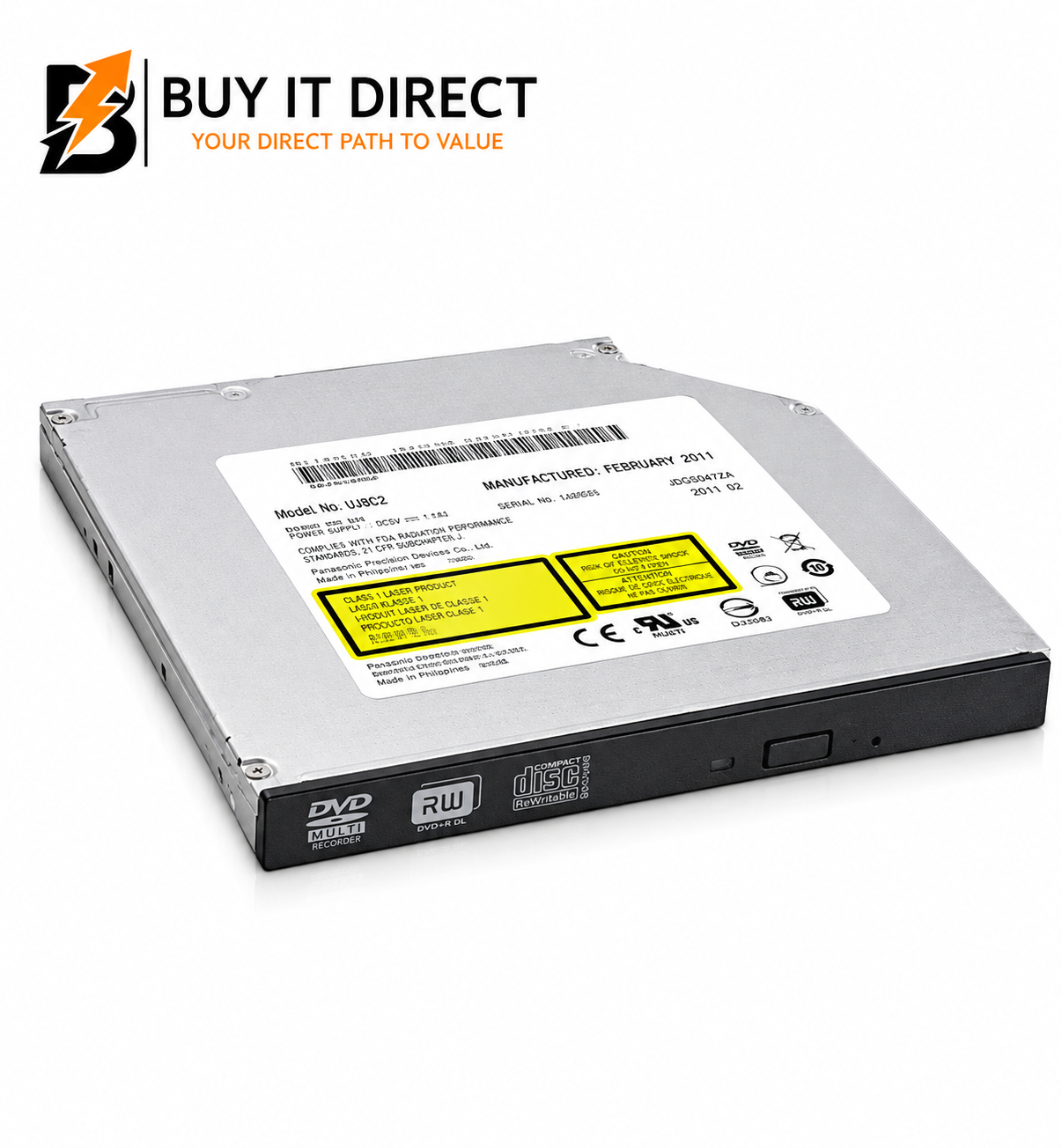 HPE 9.5mm SATA DVD RW JackBlack Gen9 Optical Drive Kit 726537 B21