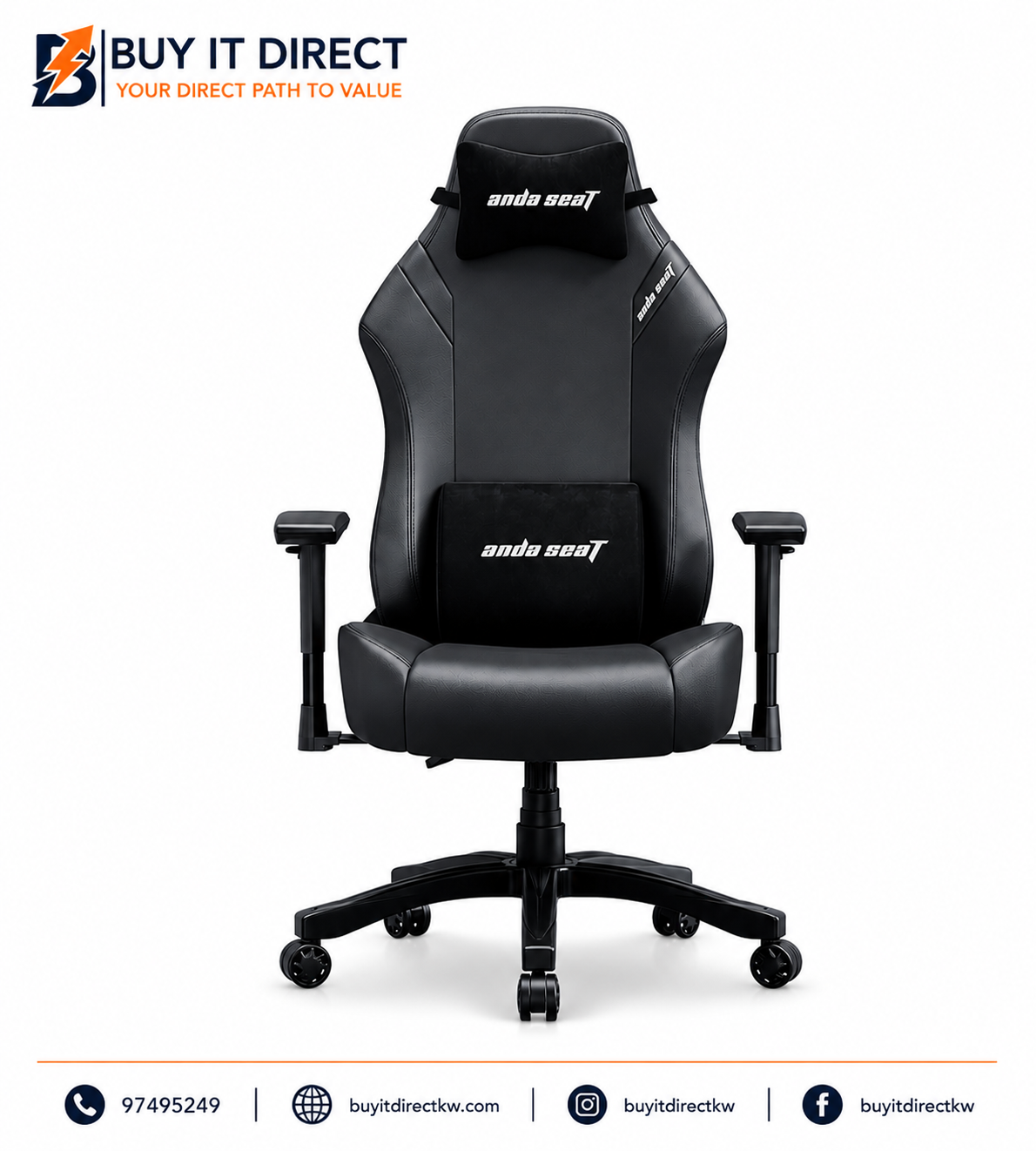 كرسي العاب AndaSeat Luna Series L جلد PVC اسود