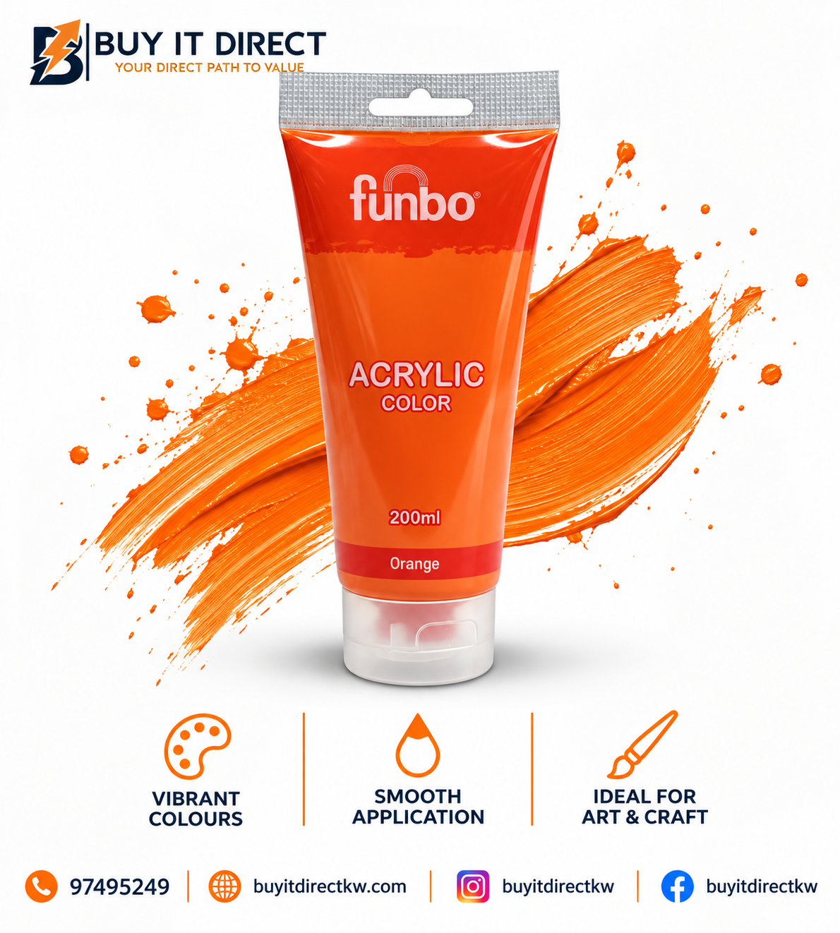 Acrylic Color Paint 200 ml Orange