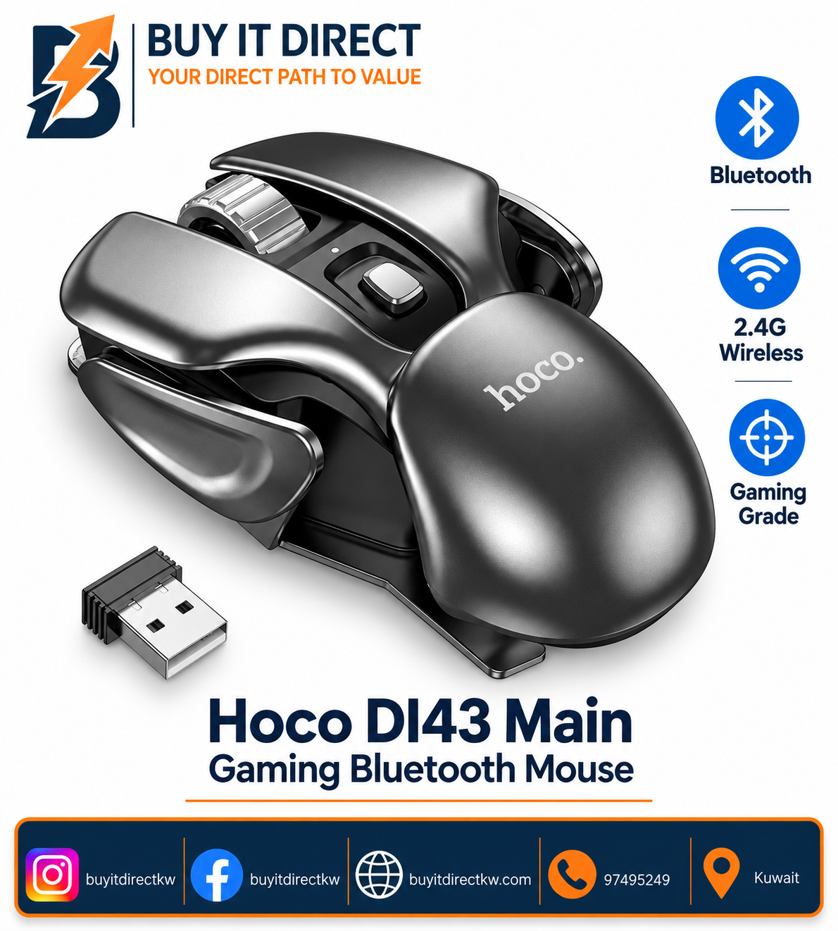 ماوس هوكو DI43 Main للألعاب بتقنية Bluetooth