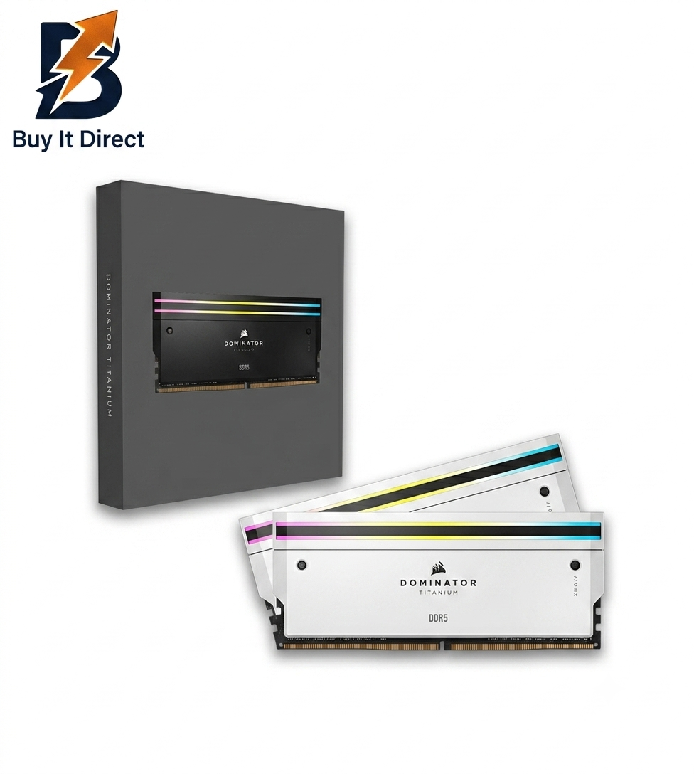 Corsair 64GB 6400MHz DDR5 DOMINATOR TITANIUM RGB Desktop RAM Kit CL32, (32GB x2) Black