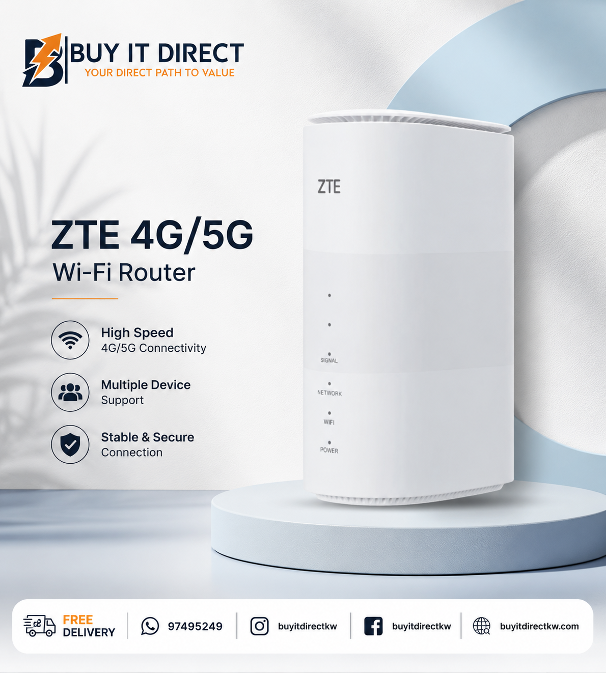 راوتر ZTE MC801A بتقنية 5G وWi-Fi 6 – جهاز CPE عالي السرعة بشبكة Wi-Fi مزدوجة النطاق