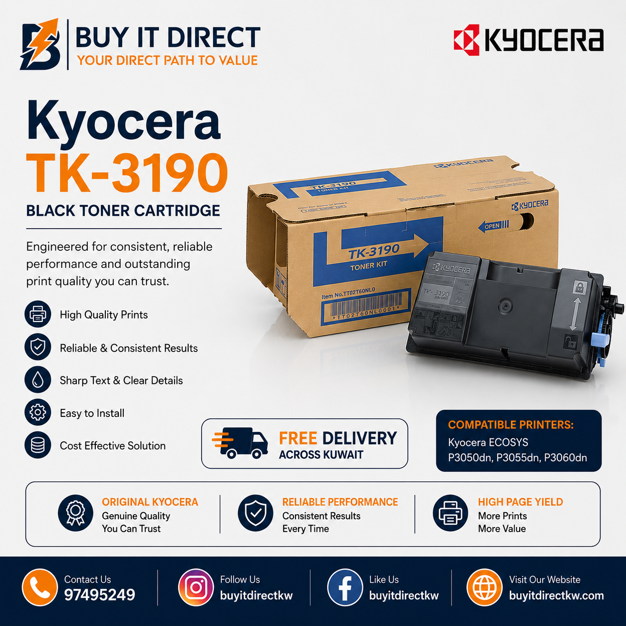 خرطوشة تونر أسود Kyocera TK3190
