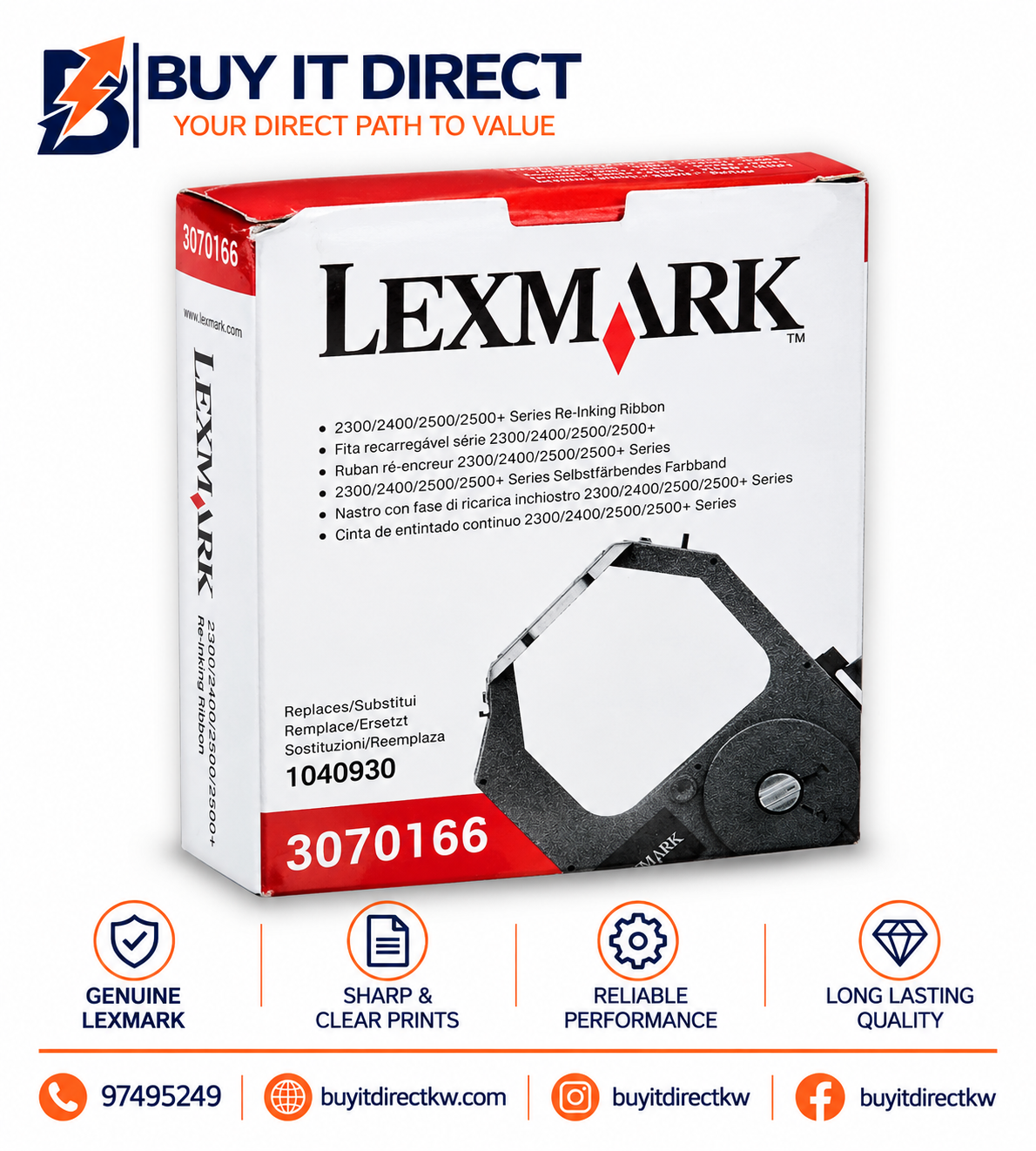 Lexmark Standard Yield Black Re Inking Ribbon 3070166