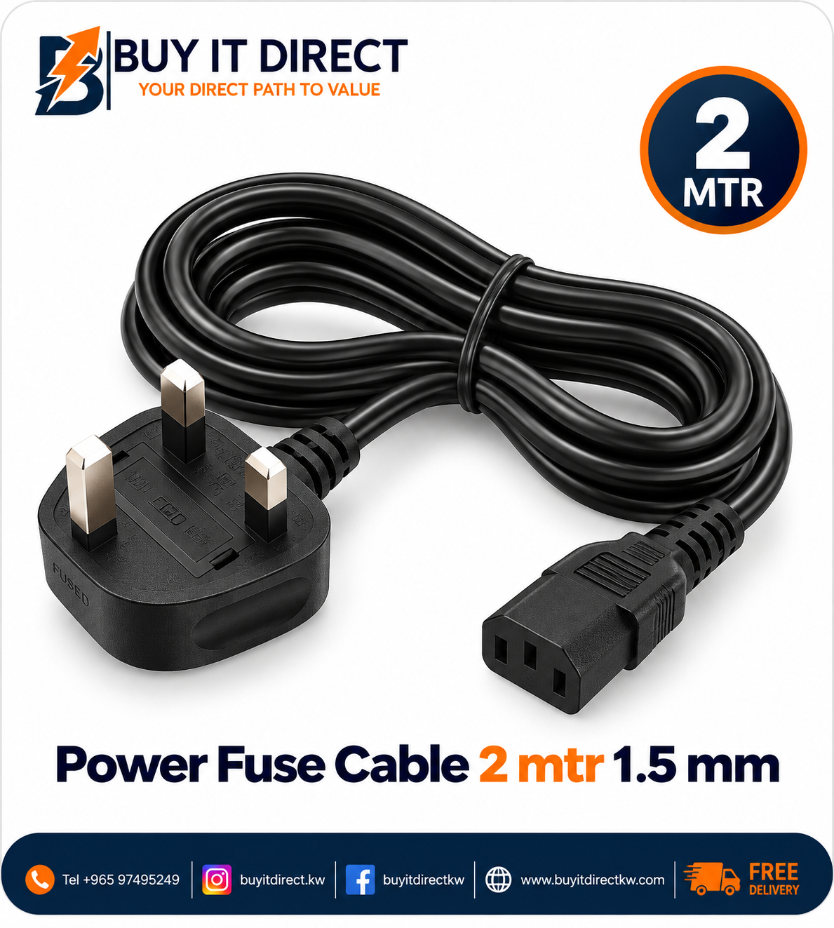 Power Fuse Cable 2mtr 1.5mm