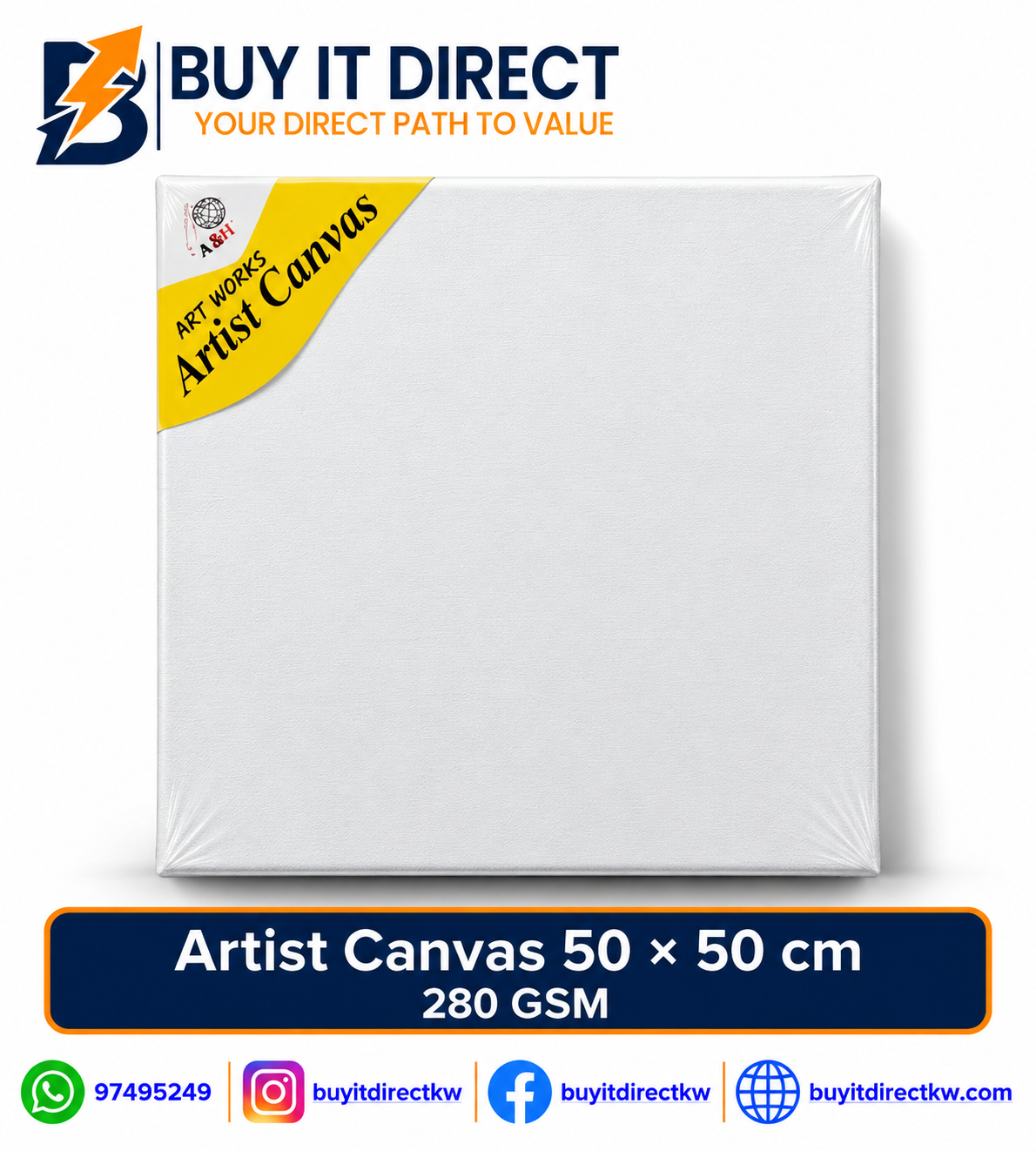 ARTIST CANVAS – 280 GSM, 50 × 50 CM