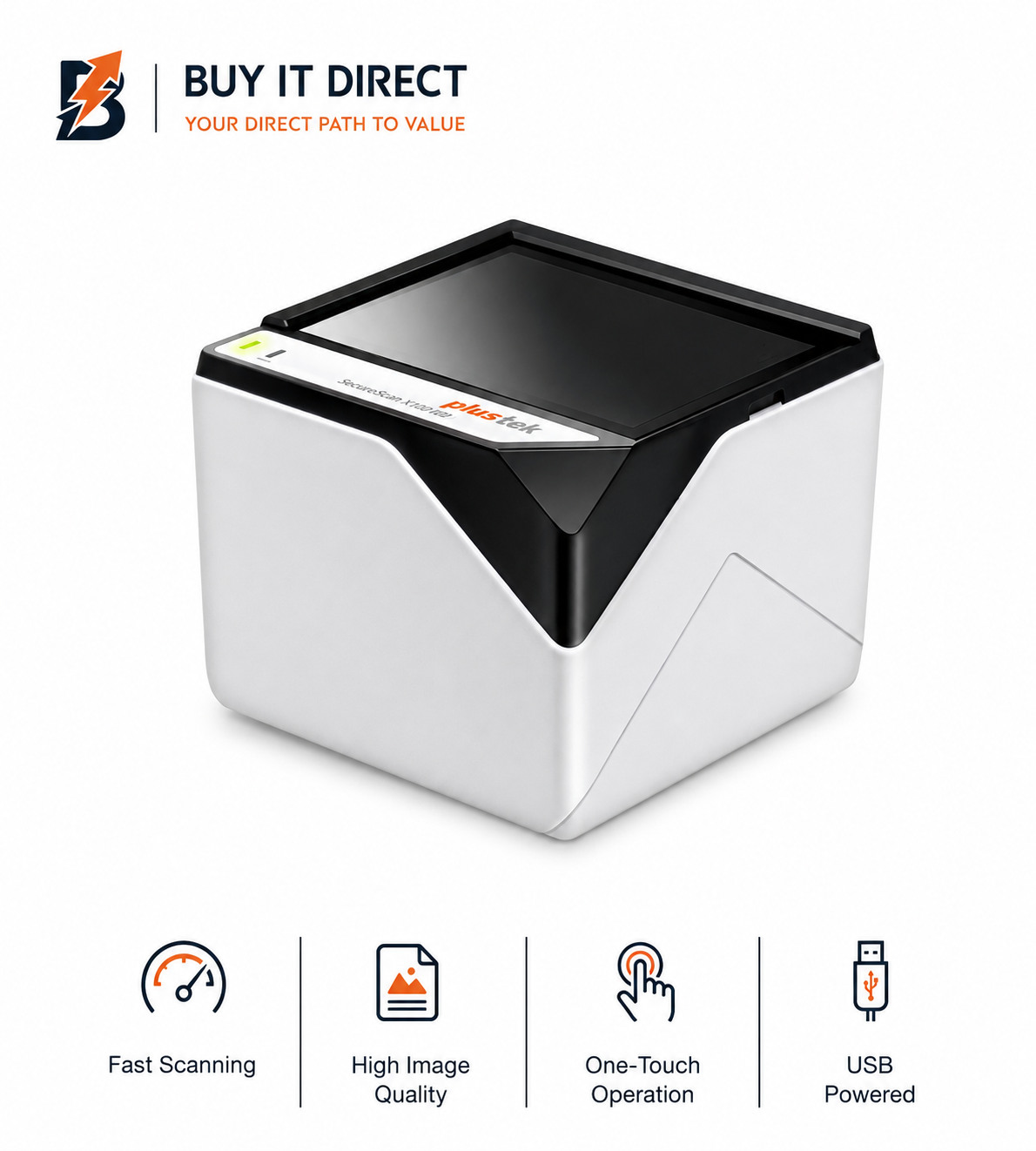 Plustek SecureScan X Cube ID and Card Scanner with UV IR Authentication
