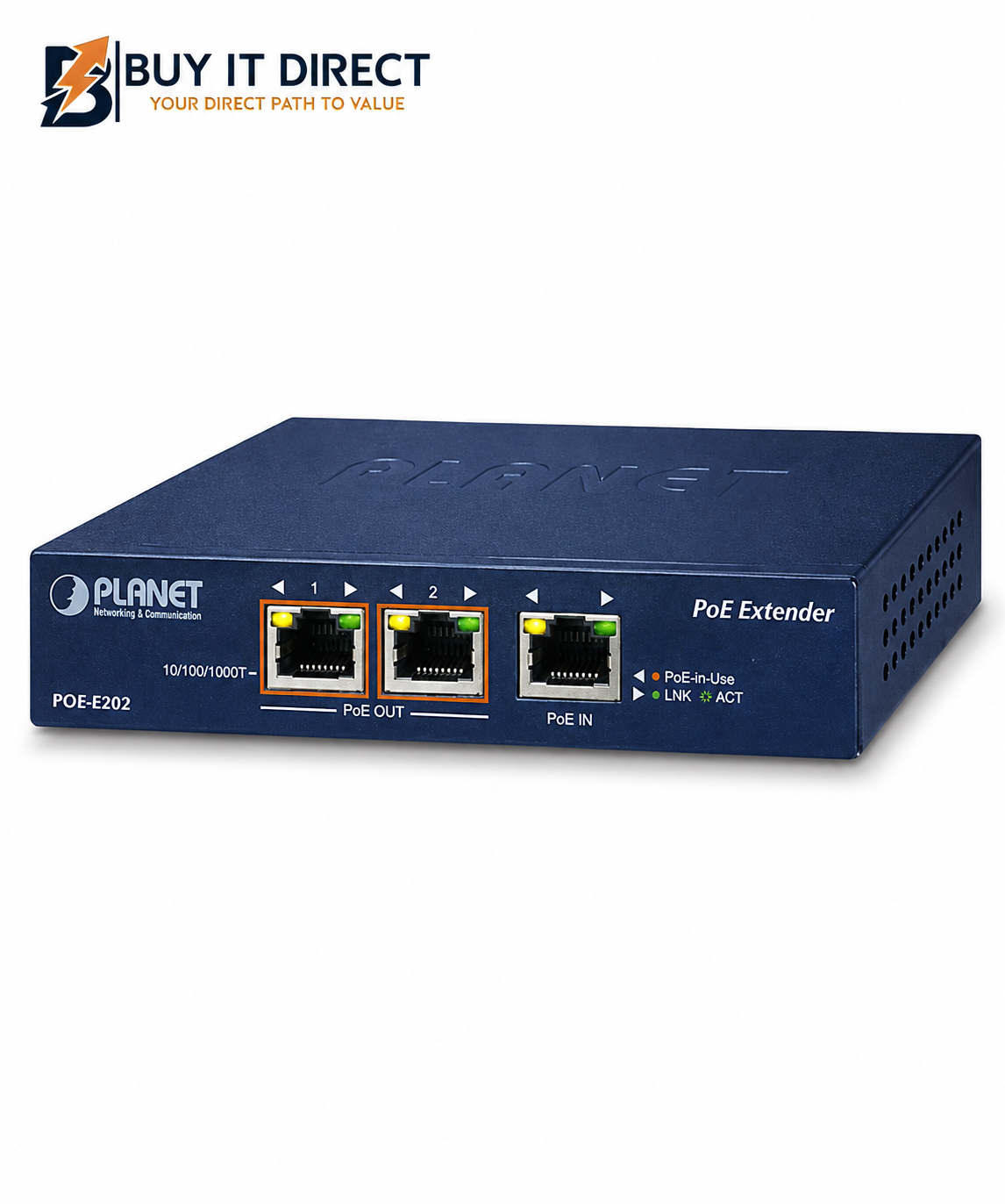 Planet POE E202 1 Port 802.3at PoE Plus to 2 Port 802.3af at Gigabit PoE Extender
