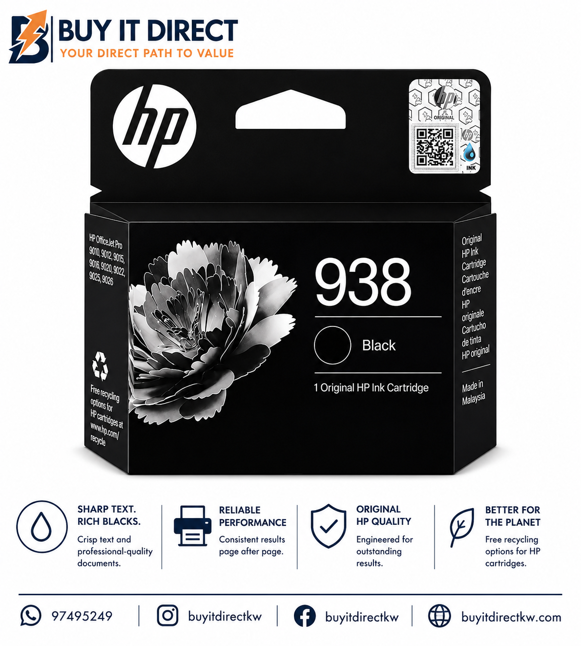 HP 938 Black Original Ink Cartridge