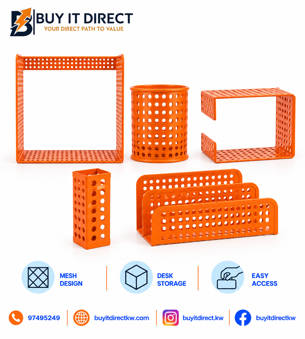 Metal Mesh Desktop Set - Orange
