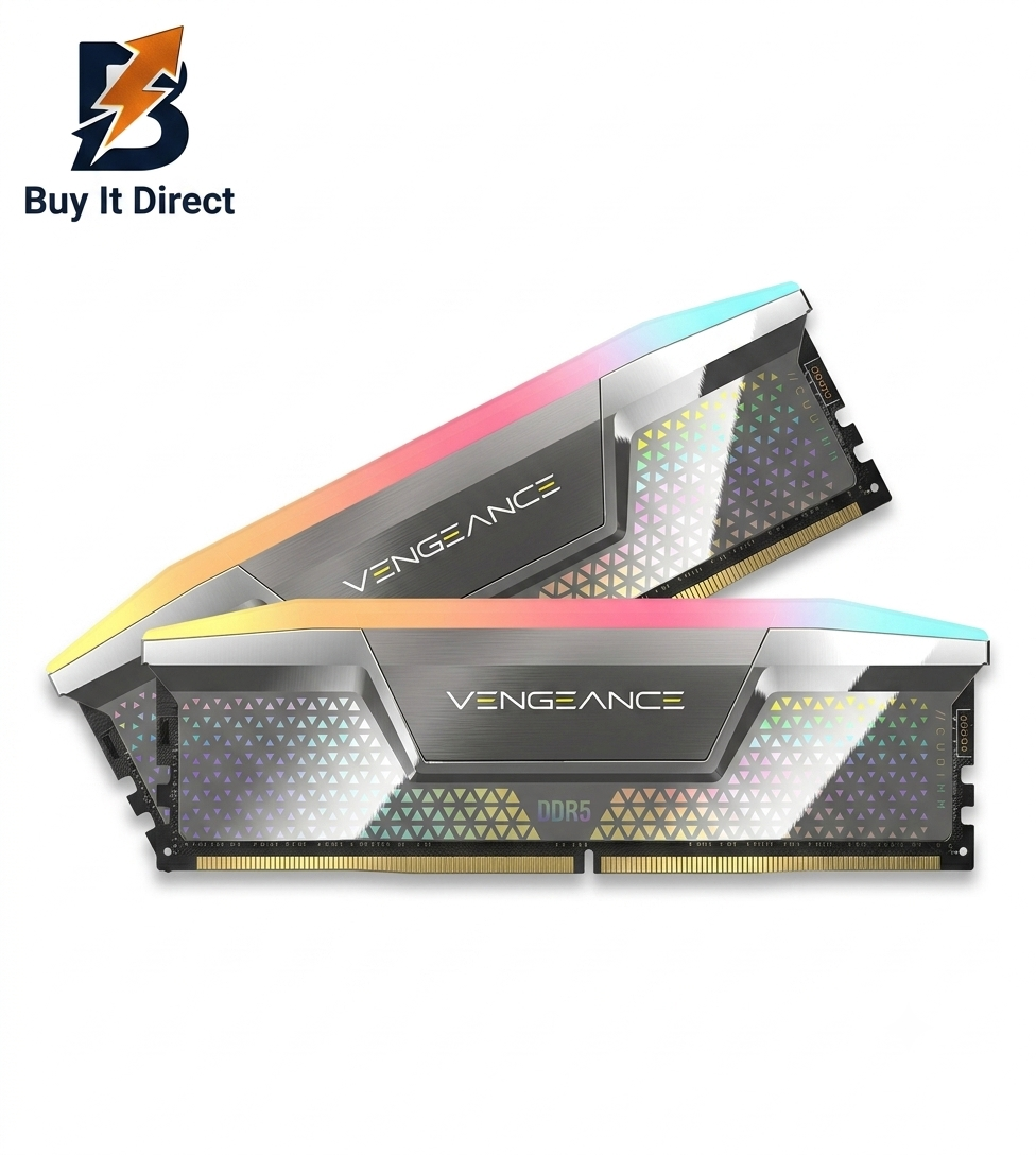 Corsair 48GB 8400MHz VENGEANCE RGB DDR5 CUDIMM RAM C40, 2x24GB Kit, Silver