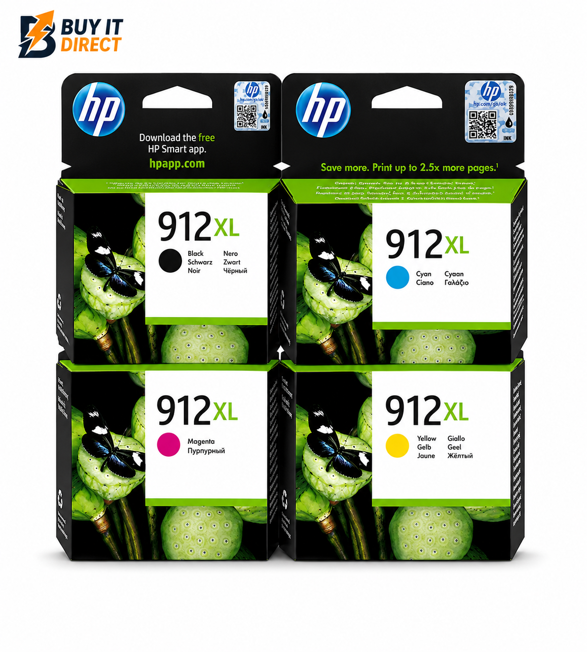 طقم خراطيش حبر HP 912XL الكامل