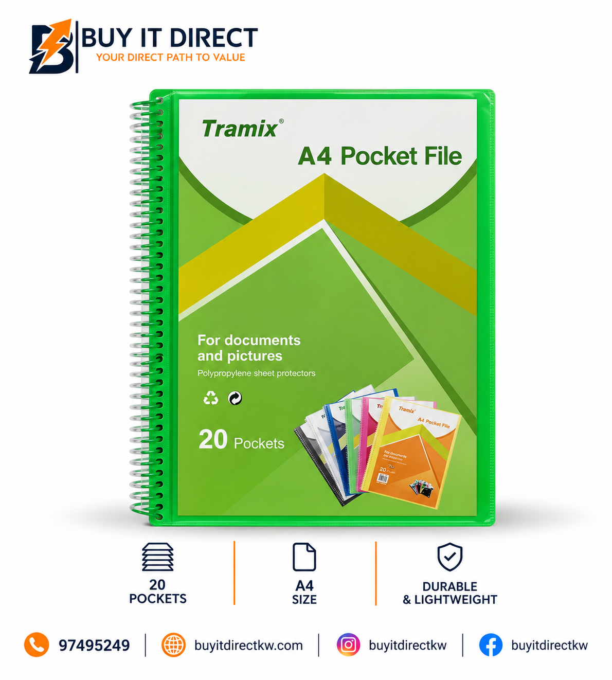 A4 Pocket File 20 Pockets