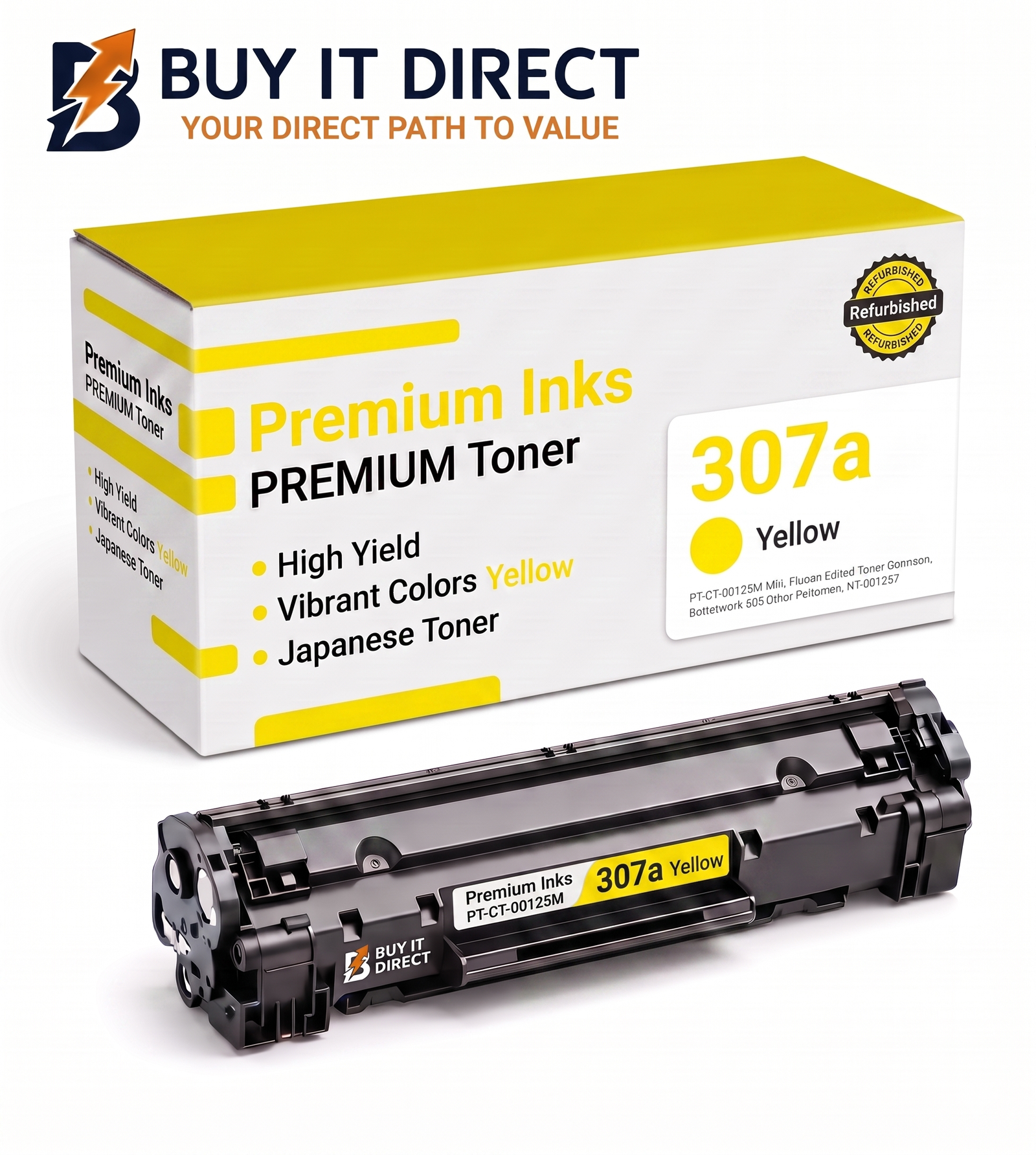 Premium 307a Yellow Compatible Toner Cartridge for HP Color LaserJet Printers