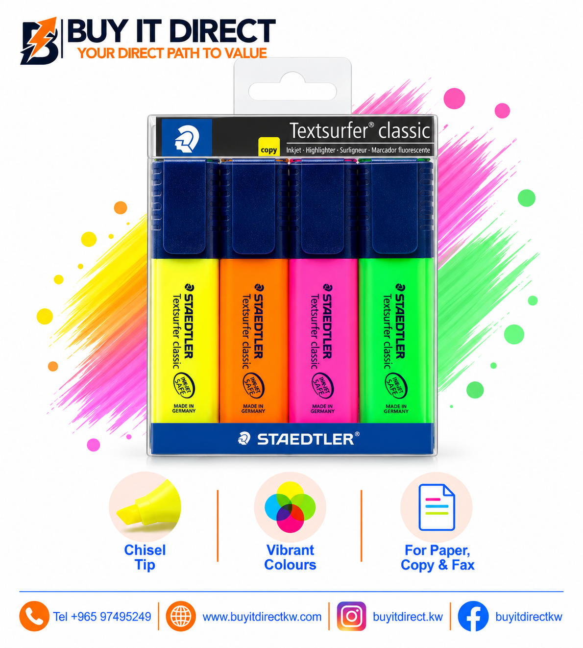 STAEDTLER Textsurfer Classic Highlighter Set – 4 Pcs