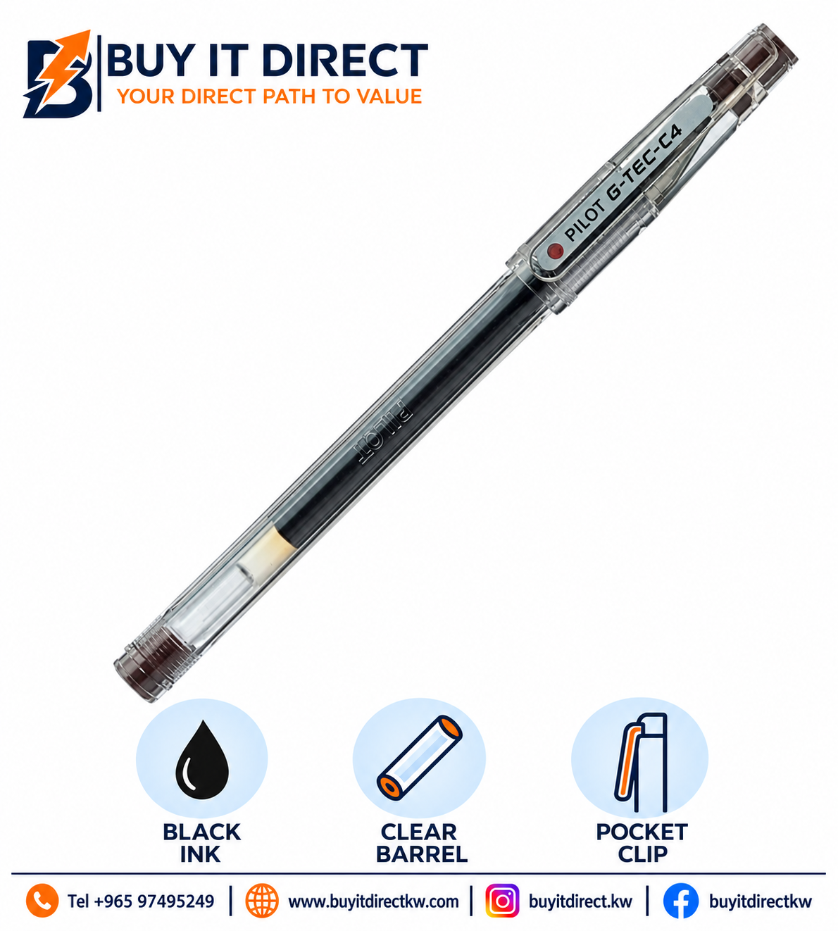 قلم Pilot G-TEC-C4 أسود