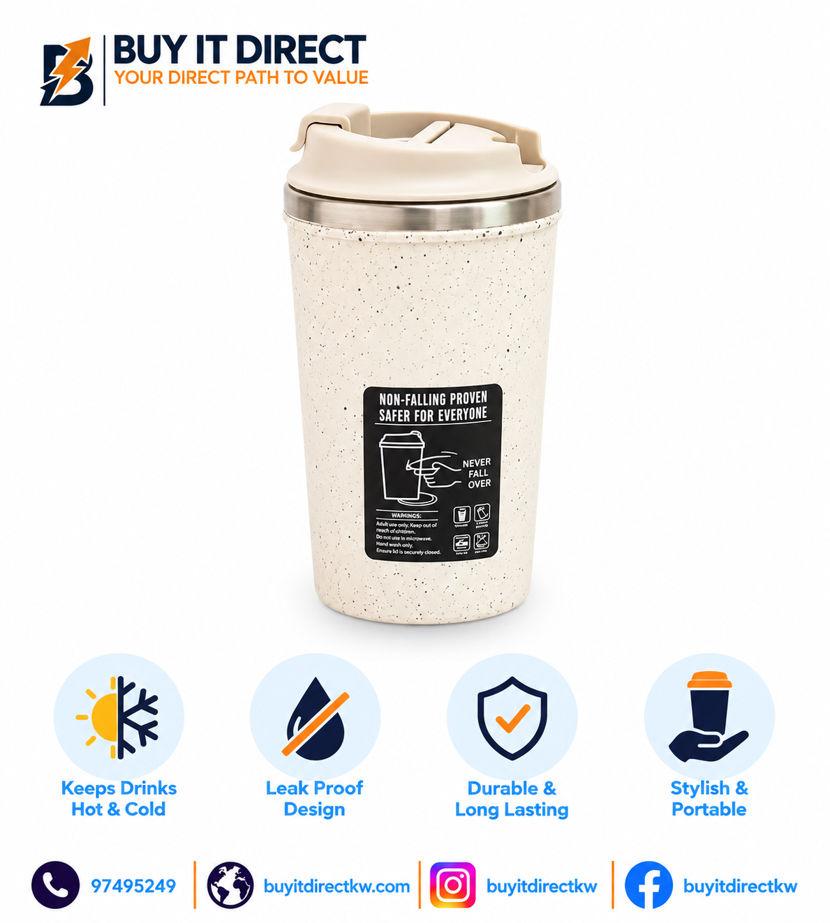 Cofi Mug 350ml Eco Friendly Double Wall Suction Mug