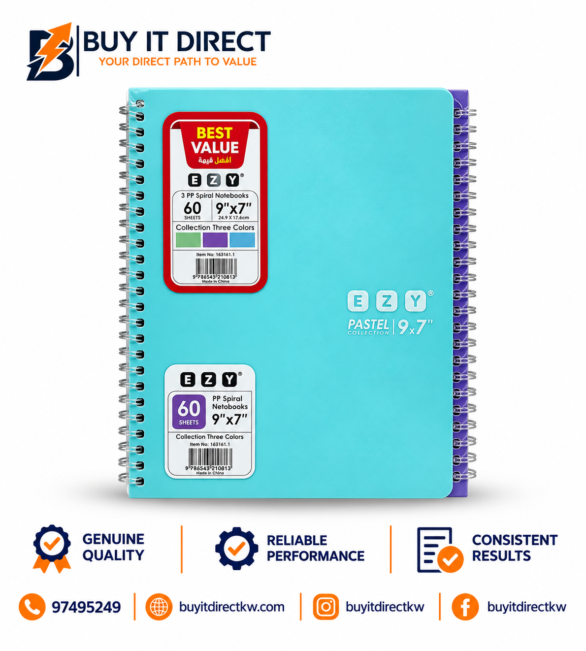 60 Sheets 9x7 3 Notebooks