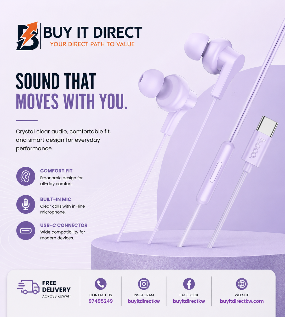 M114 Jia Type-C Wired Earphones with Microphone