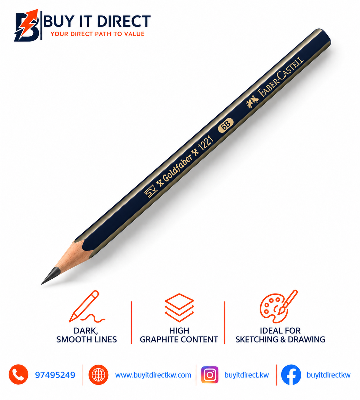 Faber-Castell 6B Graphite Pencils