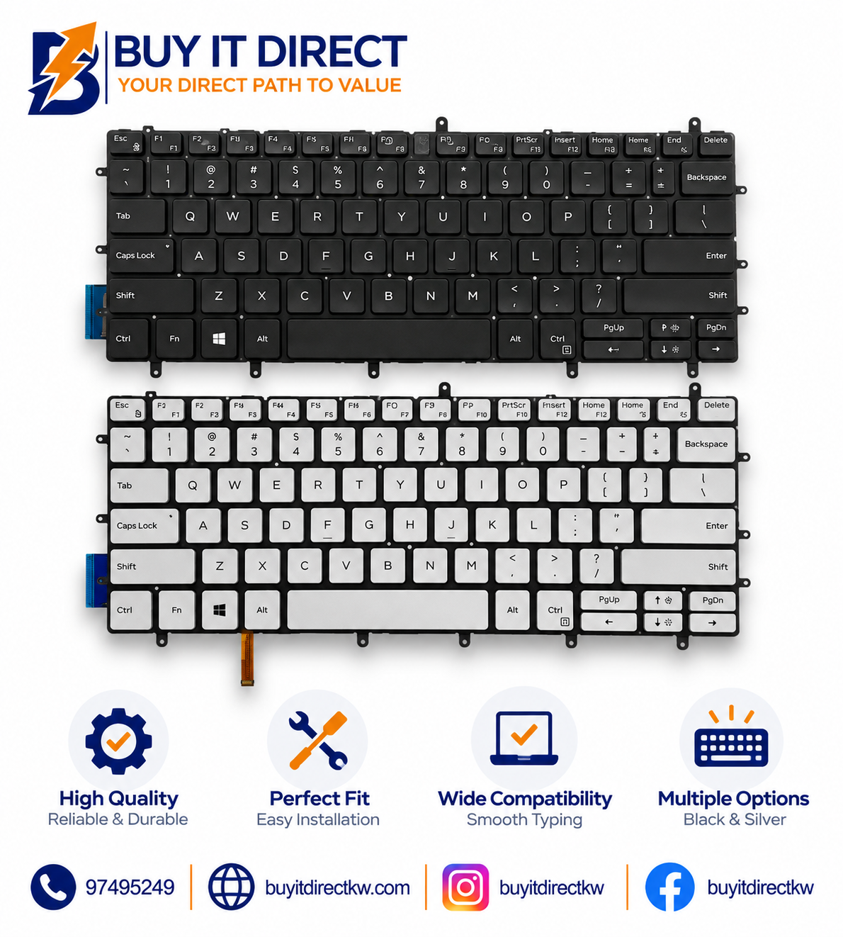 Dell XPS P82G Laptop Keyboard Silver Light Backlit US English Arabic Layout