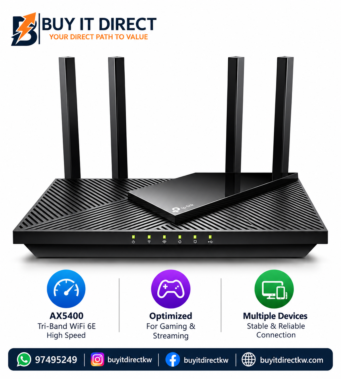 TP Link Archer AX55 Pro AX3000 Multi Gigabit WiFi 6 Router With 2.5G Port