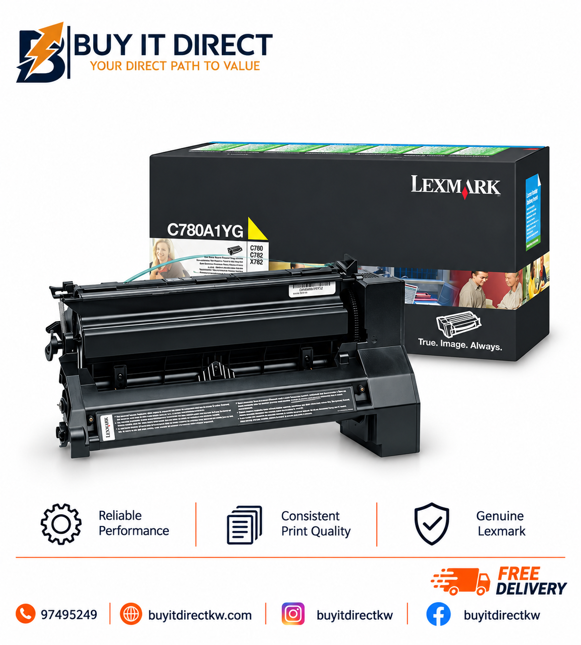 Lexmark C780A1YG Yellow Toner Cartridge 6000 Pages