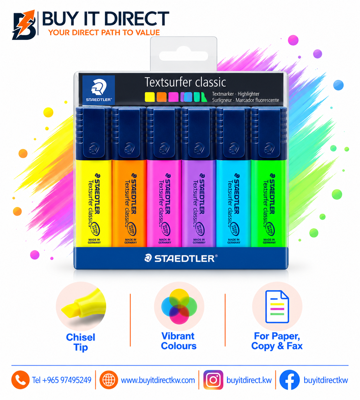 STAEDTLER Textsurfer Classic Highlighter Set – 6 Pcs