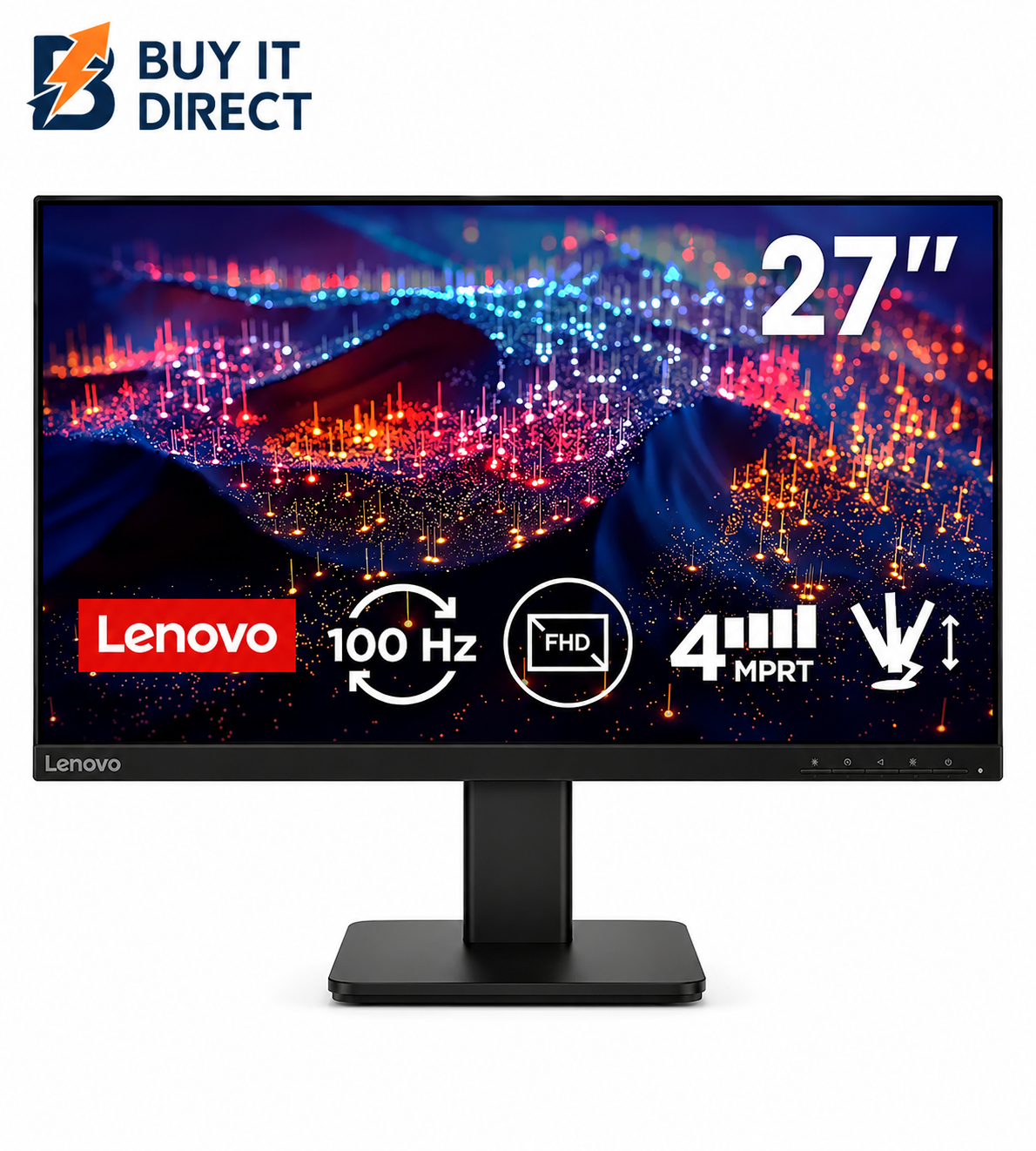 Lenovo L27-4e 27" FHD IPS Monitor VGA HDMI Black