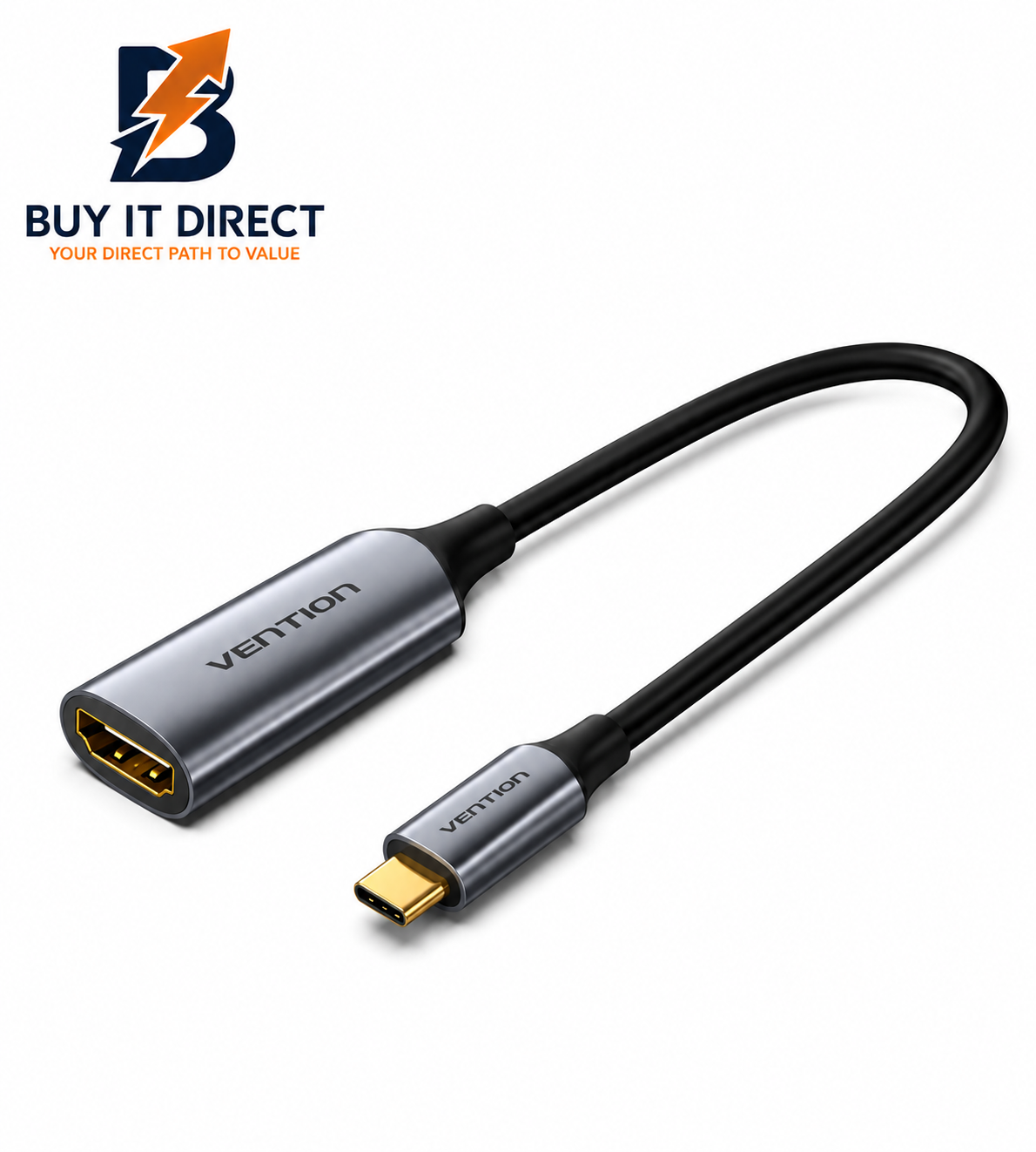 Cotton Braided USB C to HDMI 4K Converter 0.25M Black Zinc Alloy