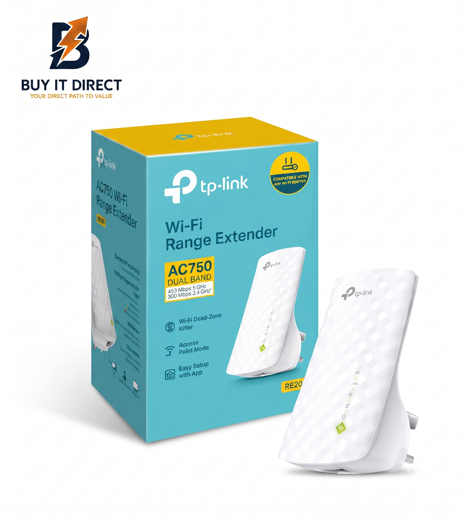 TP-Link RE305 AC1200 Wi-Fi Range Extender-1200Mbps-2.40GHz,5.0GHz/1xRJ-45 (RE305)