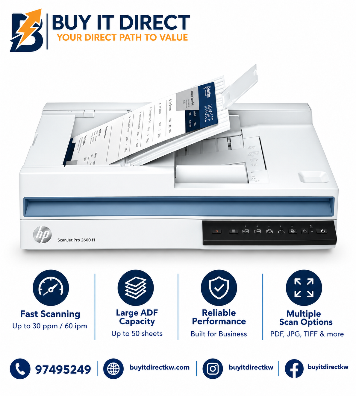 ماسح ضوئي HP ScanJet Pro 2600 F1 مسطح