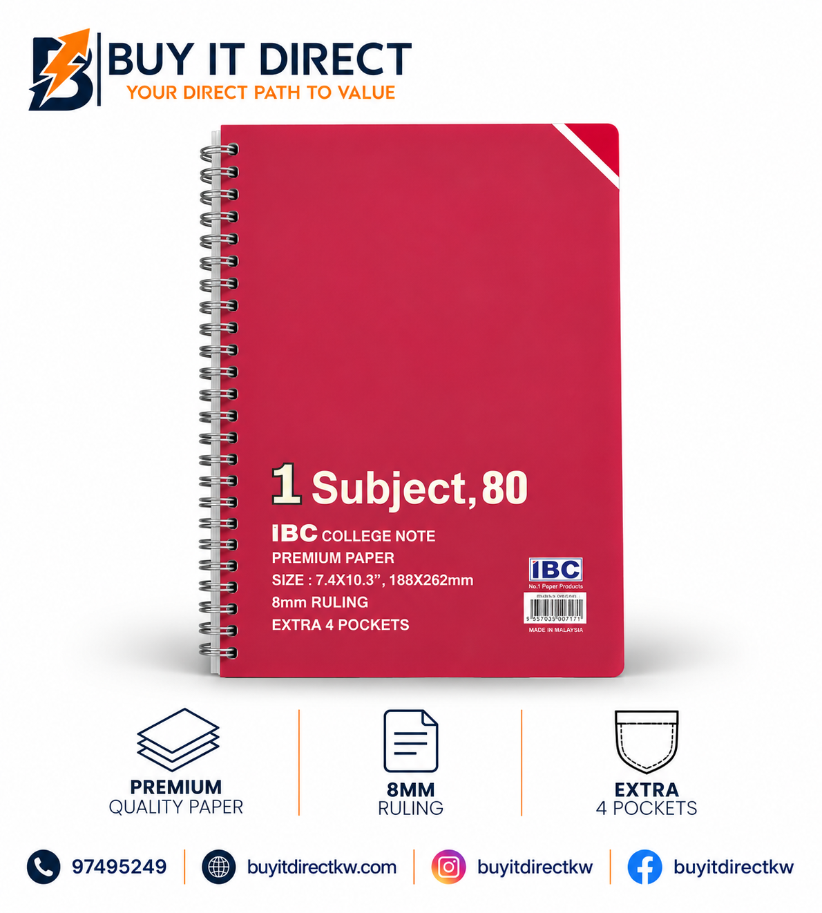 1 Subject Notebook 80 Sheets