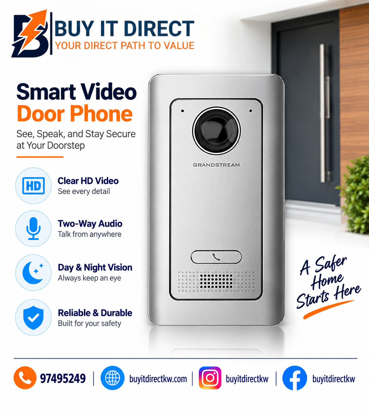 نظام اتصال فيديو عالي الدقة للباب من Grandstream GDS3712