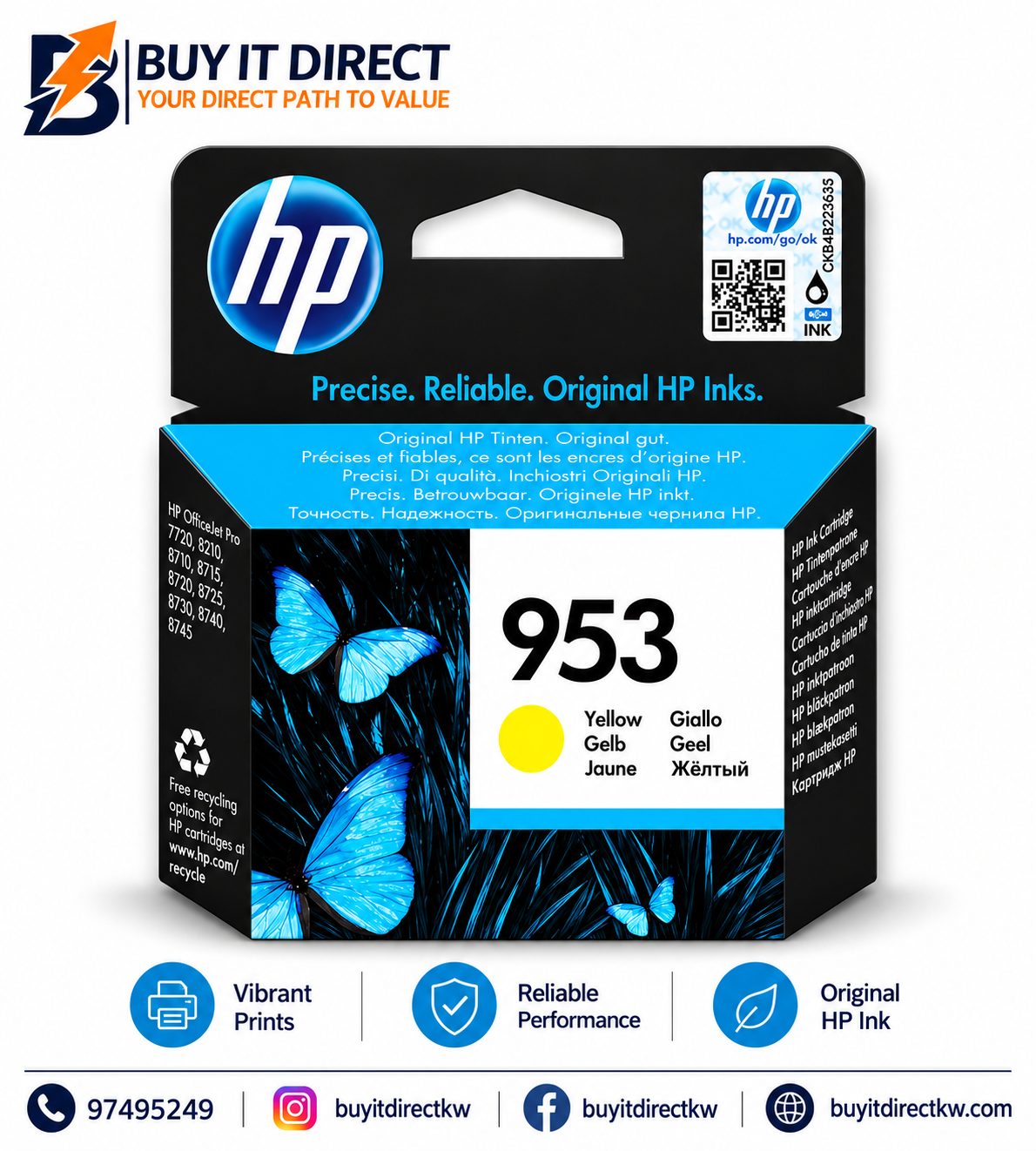 خرطوشة حبر HP 953 أصفر أصلية