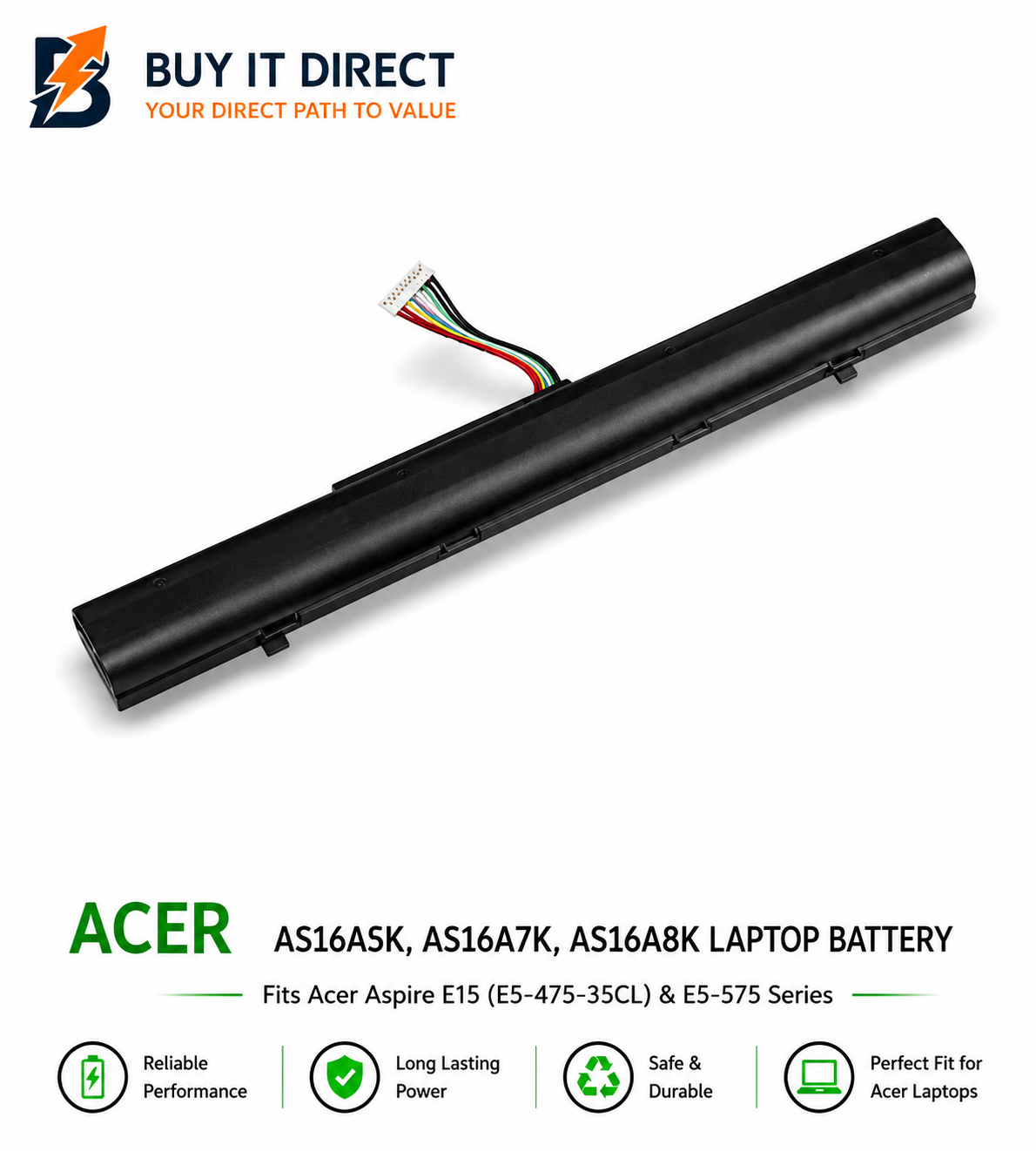 ACER AS16A5K AS16A7K AS16A8K Laptop Battery Fits Acer Aspire E15 E5 475 35CL and E5 575 Series
