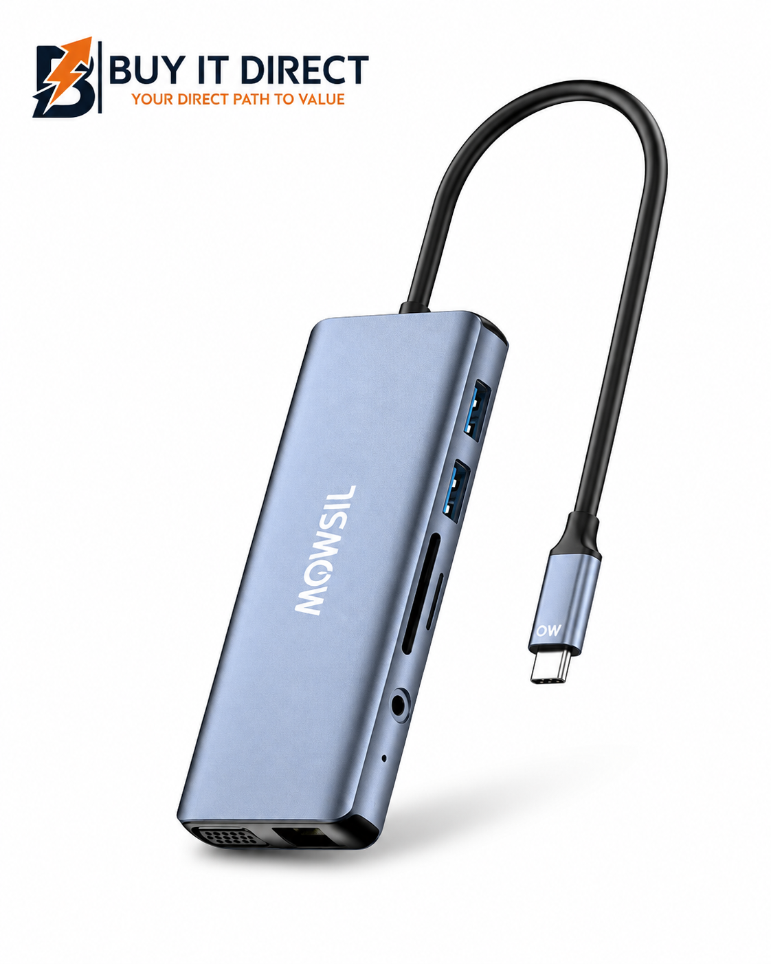 Mowsil 11 In 1 USB C Hub Docking Station HDMI 4K VGA RJ45 USB SD TF Audio 100W Silver