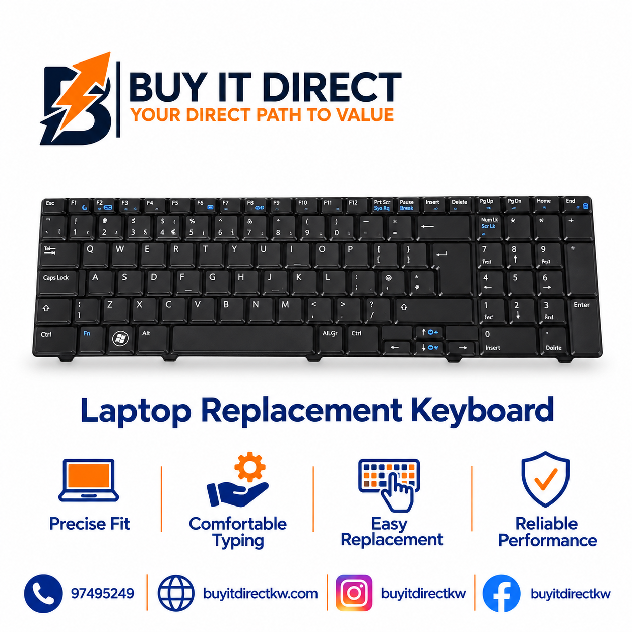 Dell Vostro 5470 Laptop Keyboard Black Backlit US English Arabic Layout