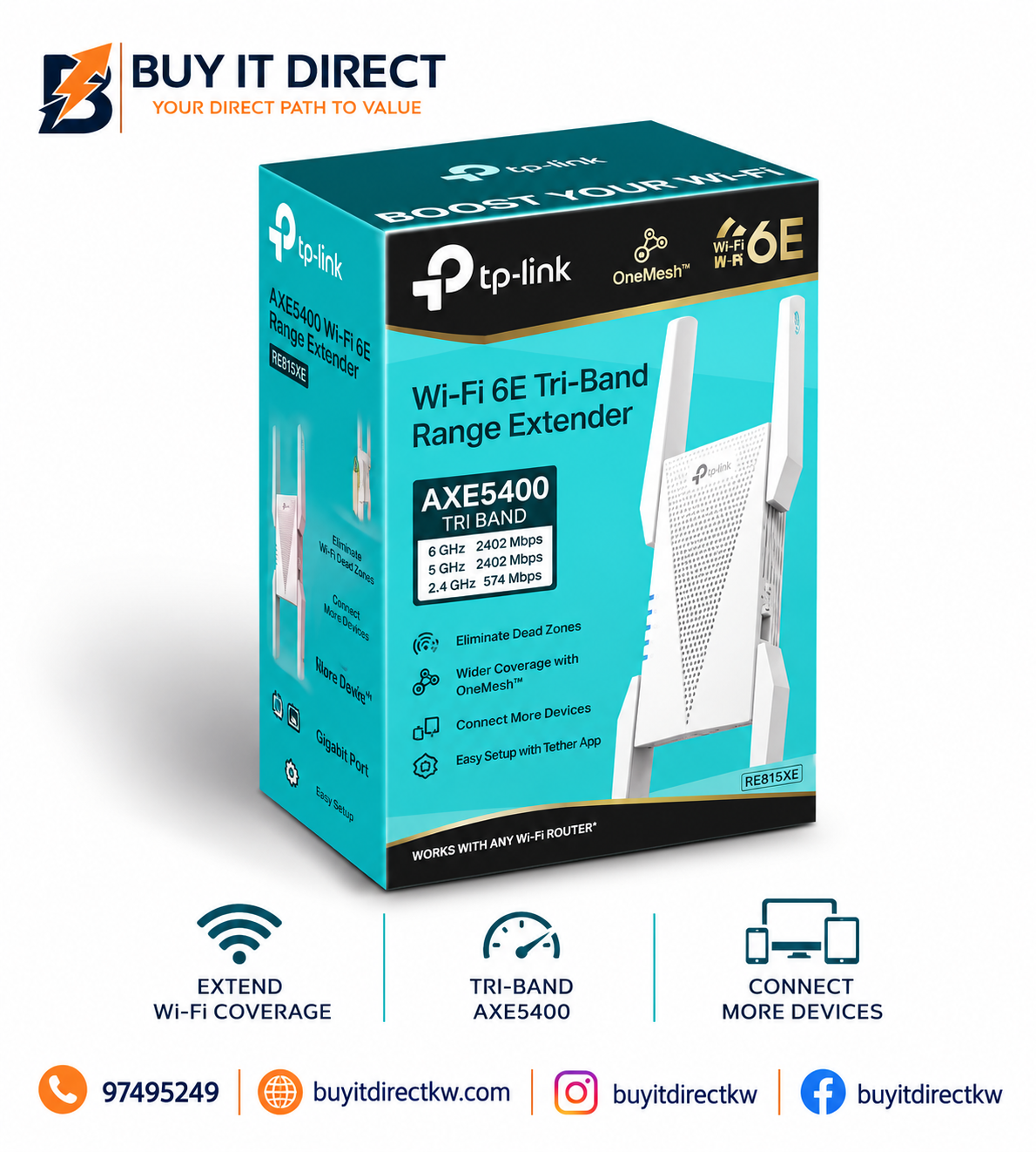TP-Link RE815XE AXE5400 WiFi 6E Mesh Range Extender