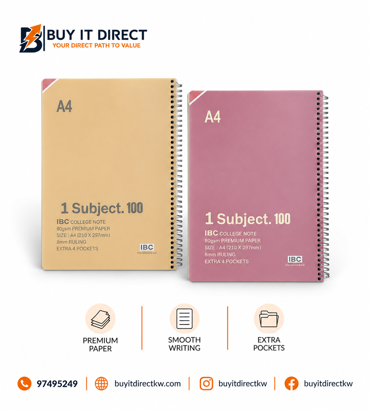 1 Subject Notebook 100 Sheets 4 Pockets A4