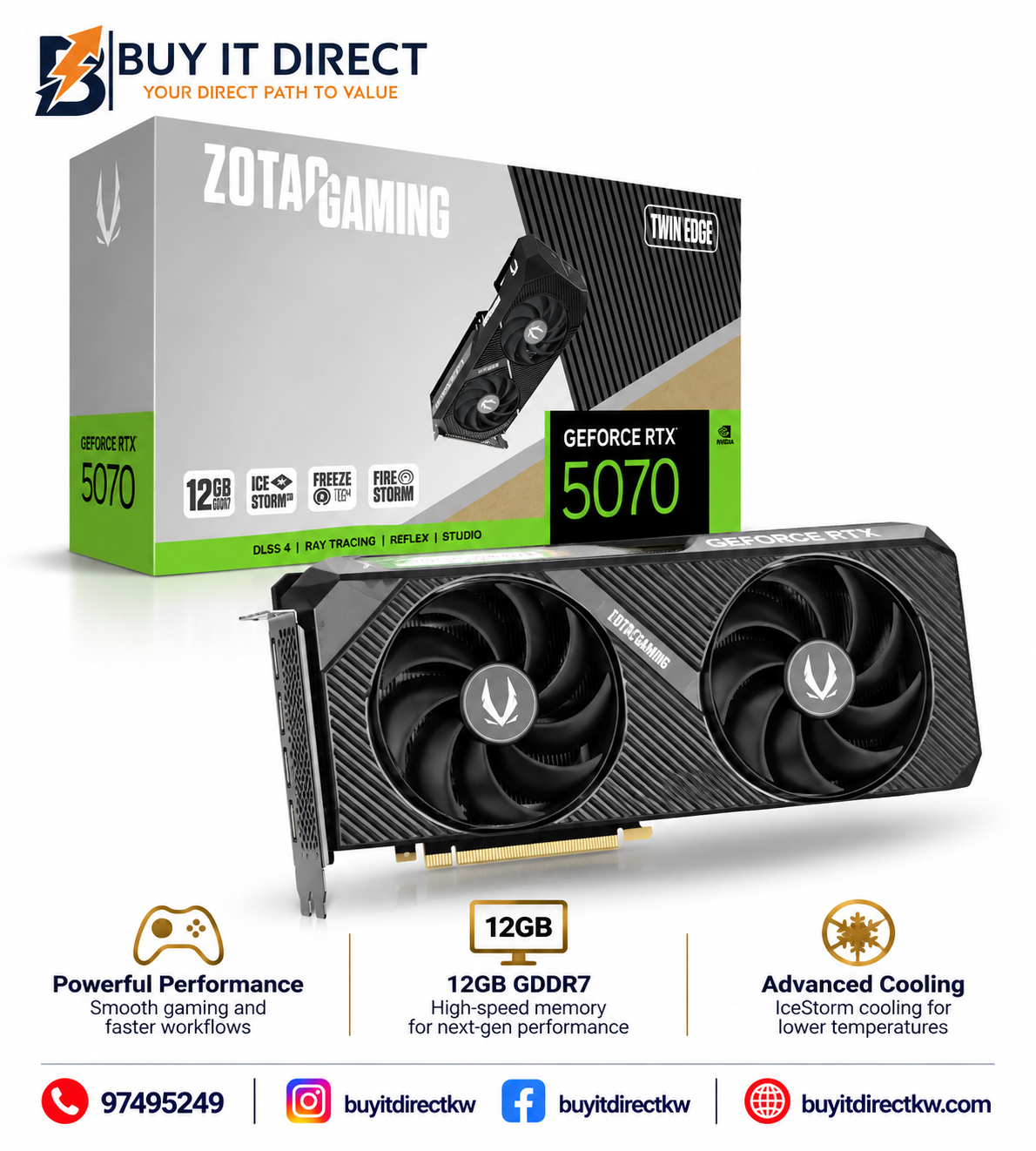 ZOTAC GAMING GeForce RTX 5070 Twin Edge 12GB GDDR7 Graphics Card