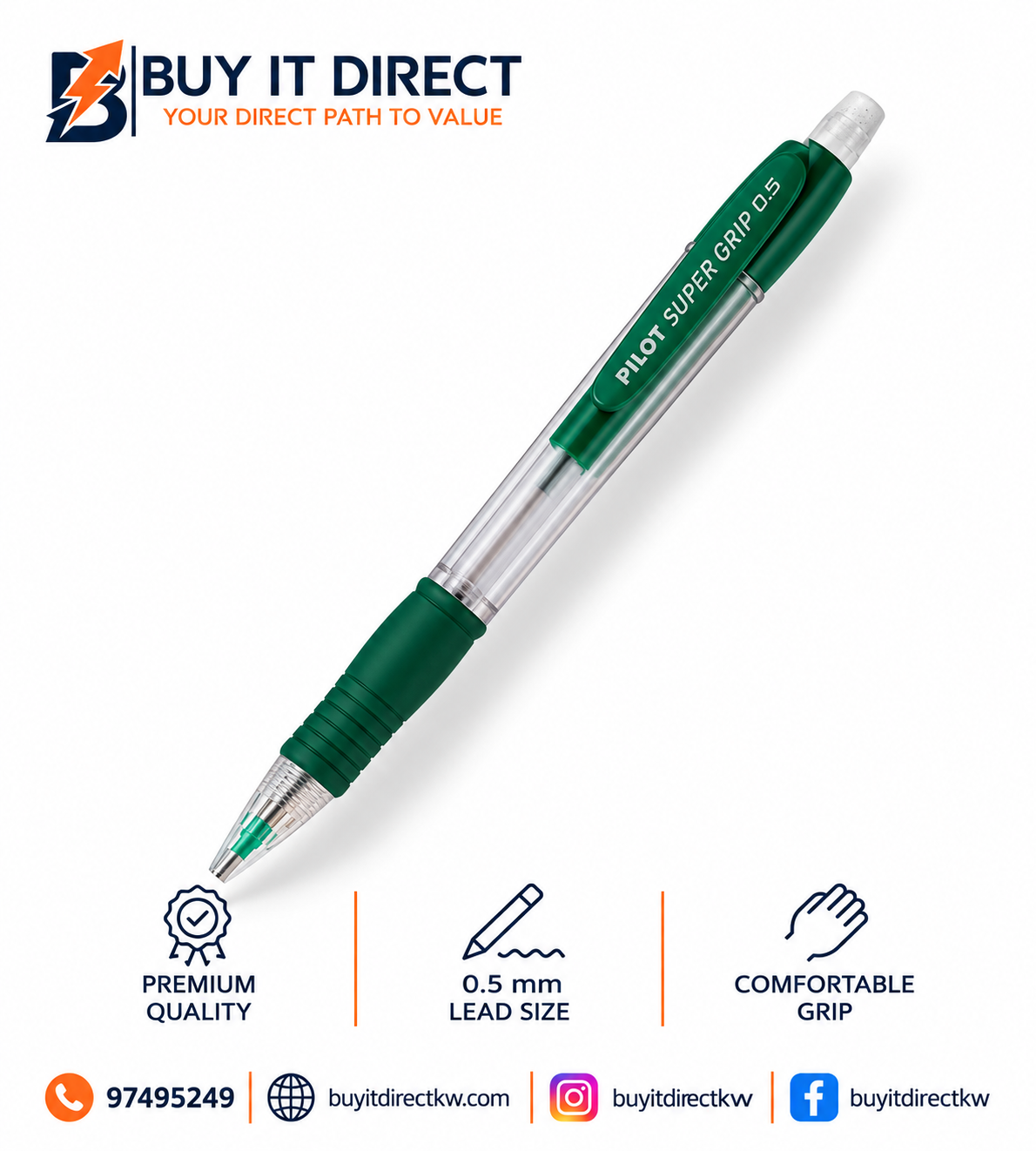 Pilot Super Grip 0.5mm Green Mechanical Pencil