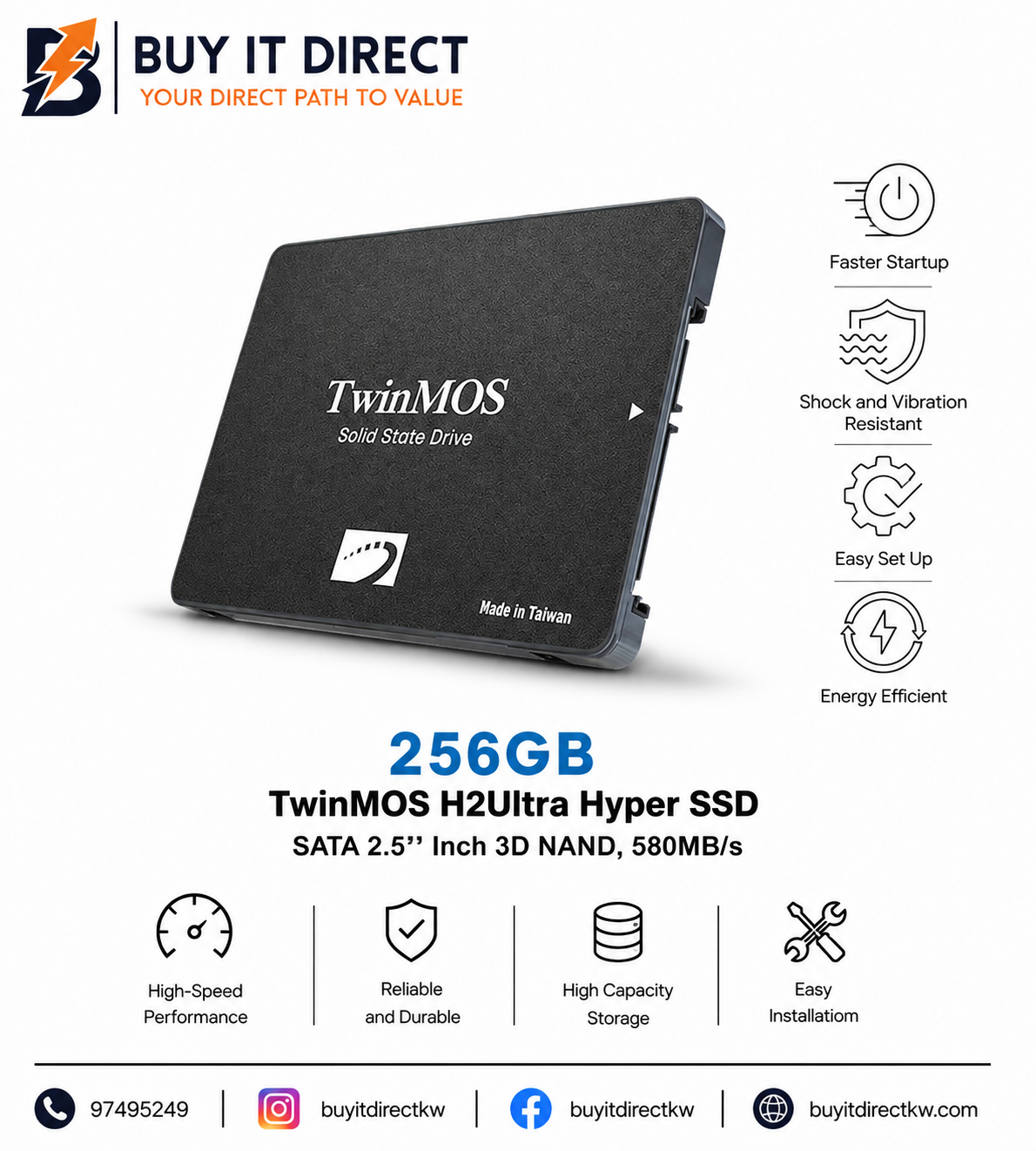 TwinMOS H2 Ultra Hyper SSD 256GB SATA III 2.5" 3D NAND