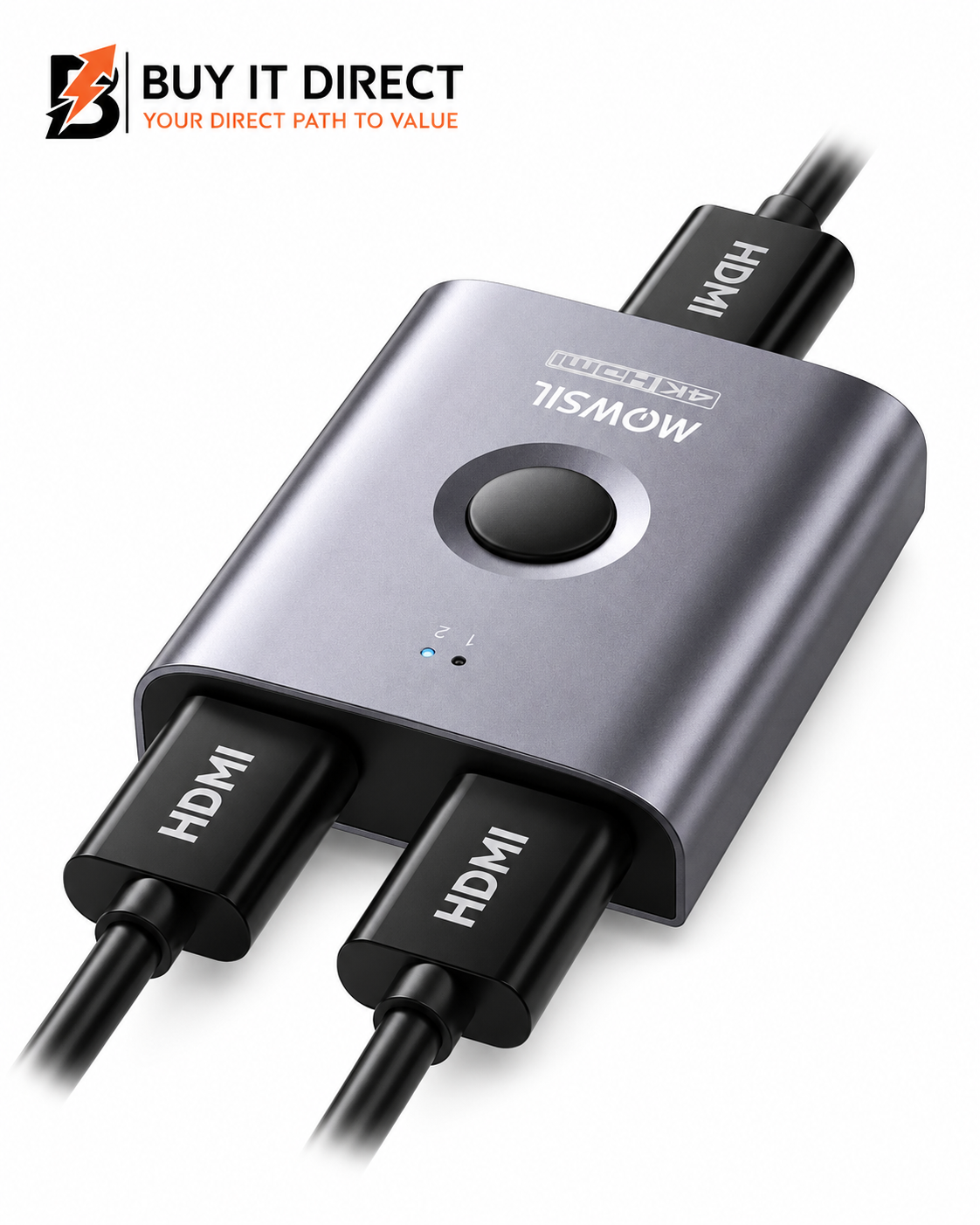 Mowsil HDMI Switch 2 in 1 Out 4K 60Hz Bi Directional HDMI Splitter with Cable