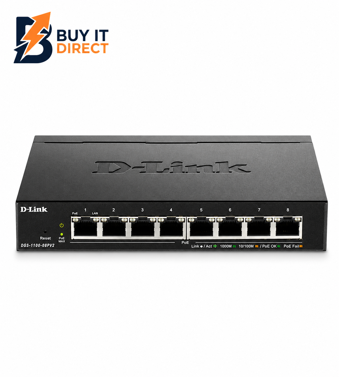 D-Link PoE Switch 8-Port Gigabit 2 SFP 130W – DGS-F1100-10MP2