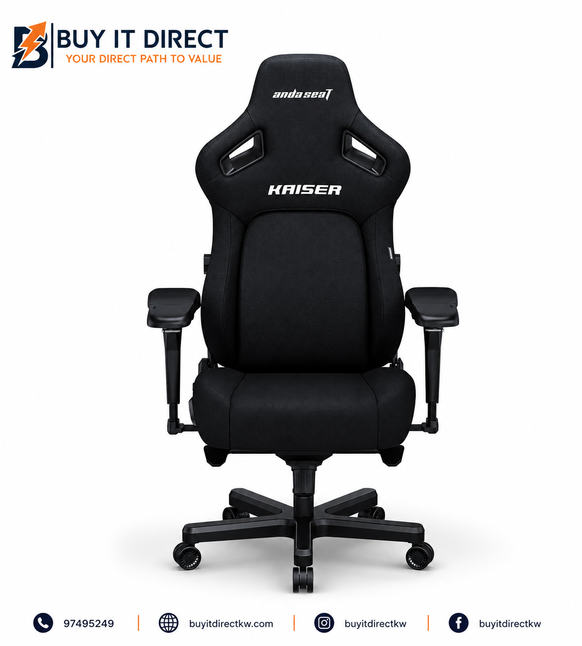 كرسي العاب AndaSeat Kaiser 4 Series XL من قماش الكتان اسود