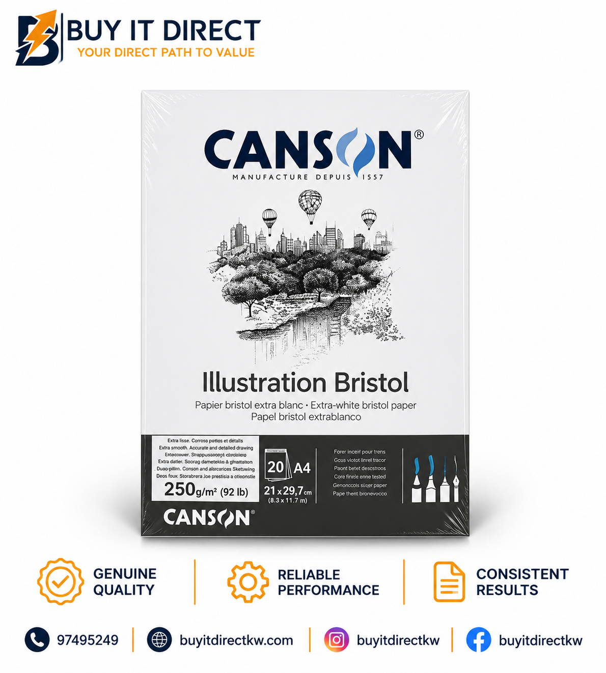 Canson Bristol Illustration Paper 250 gsm 20 Sheets
