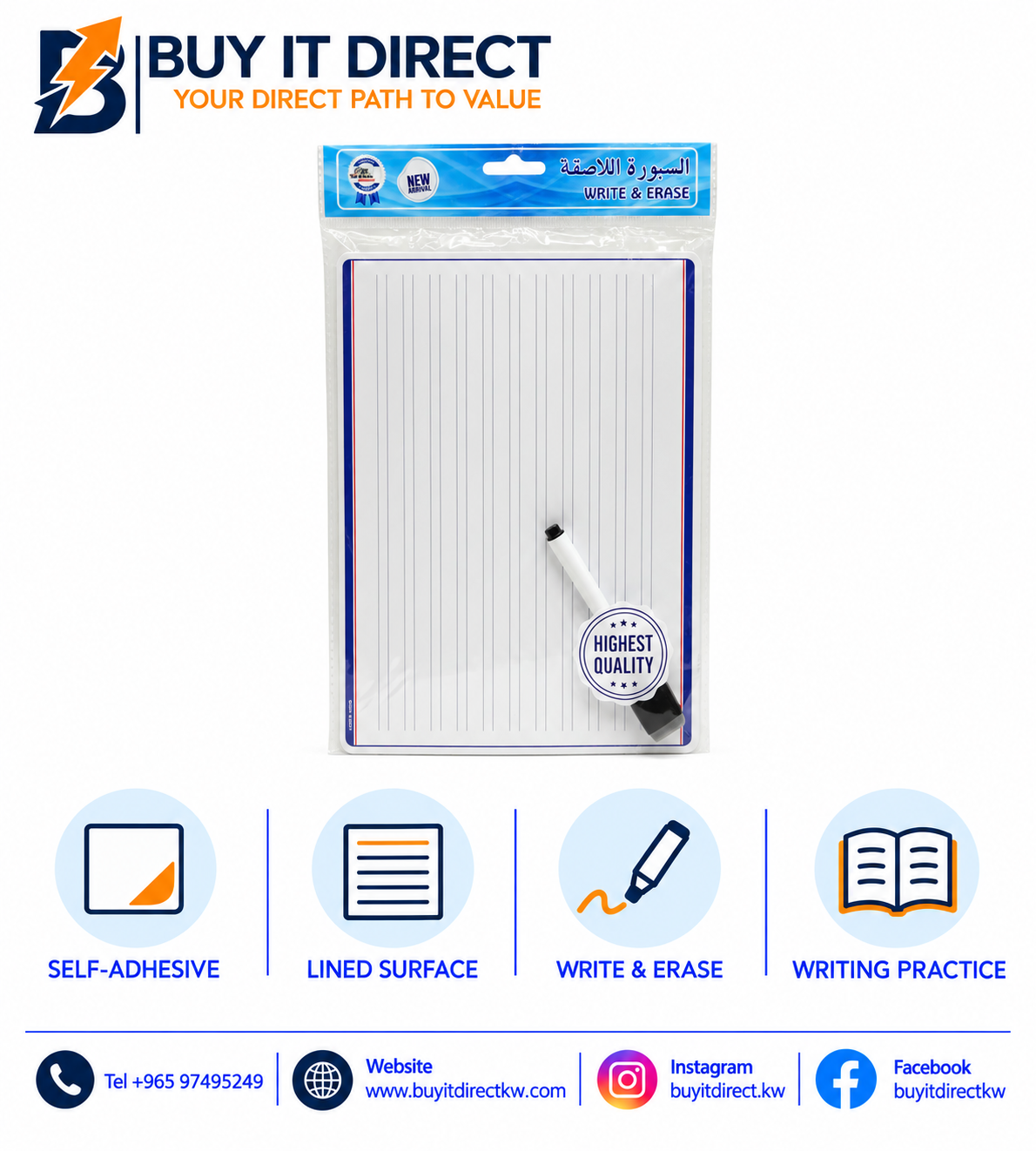 Sticky Whiteboard Sheets with Lines