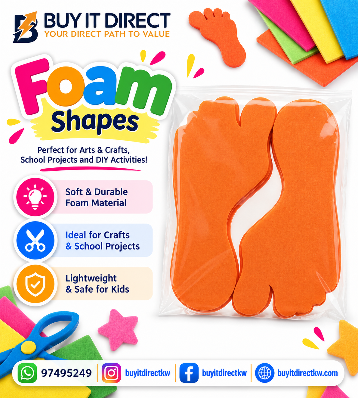 Foam Shapes – Orange Footprints